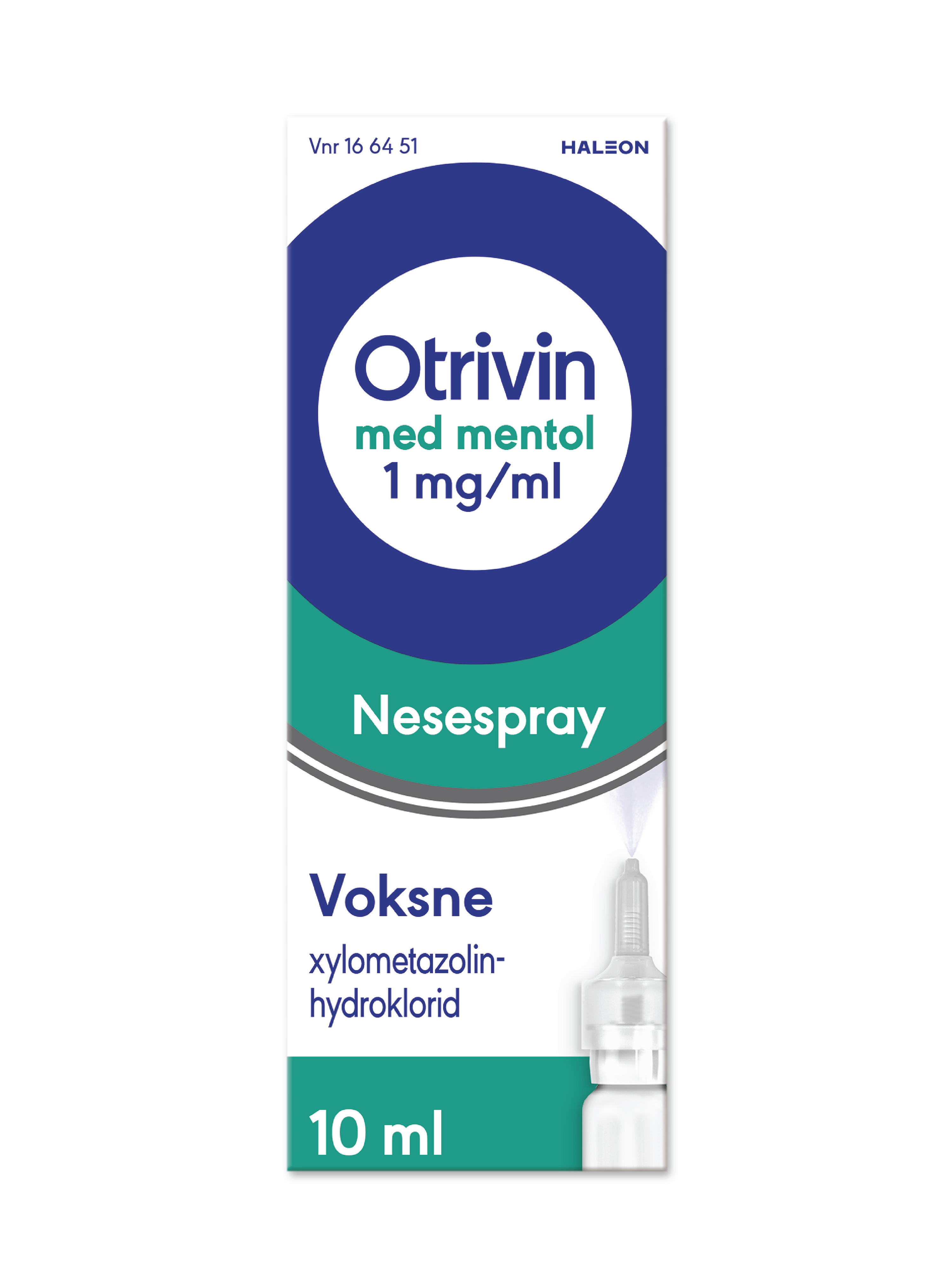 Otrivin Nesespray, 1 mg/ml, Til voksen, Mentol, 10 ml