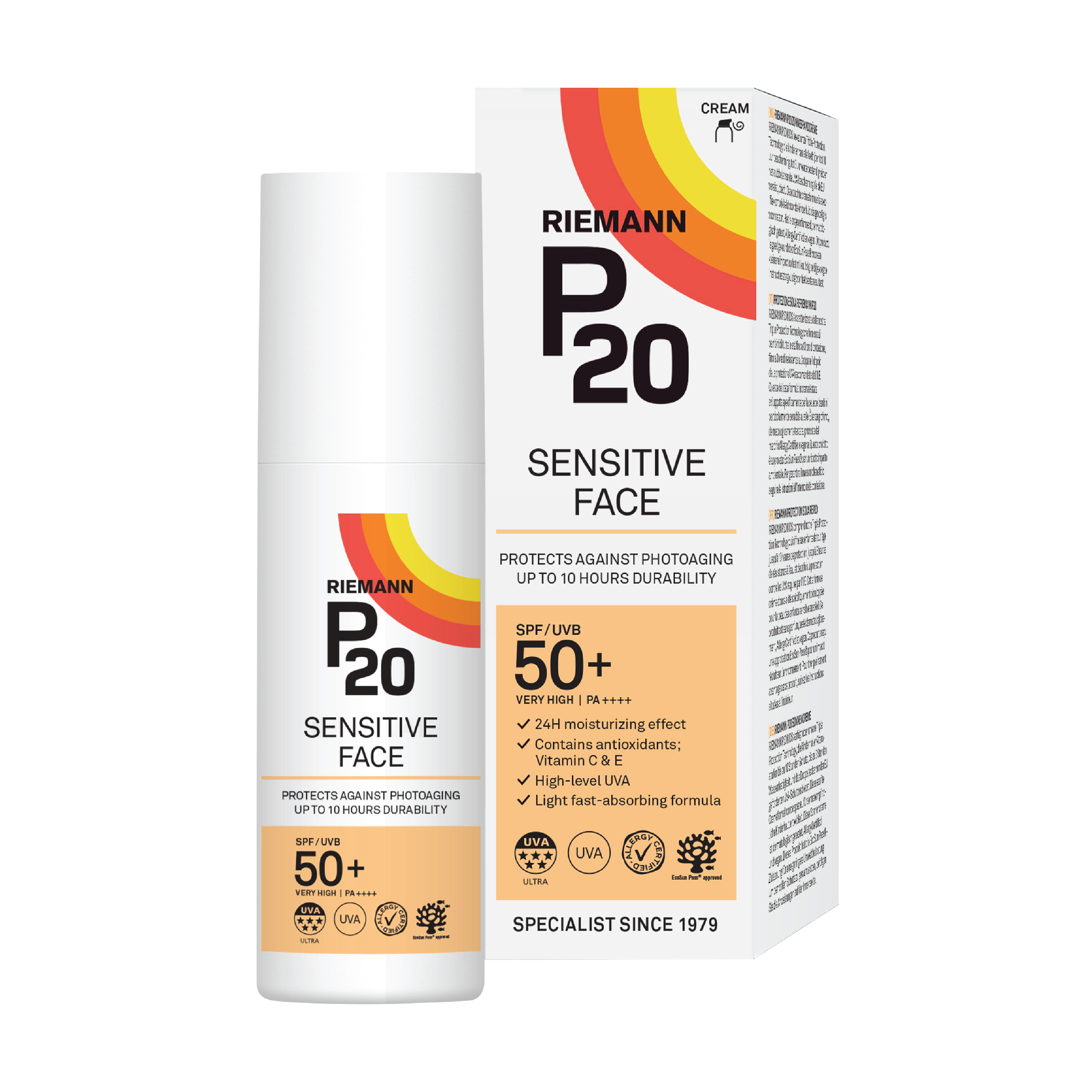 P20 Sun Cream Sensitive Face SPF50+, 50 ml