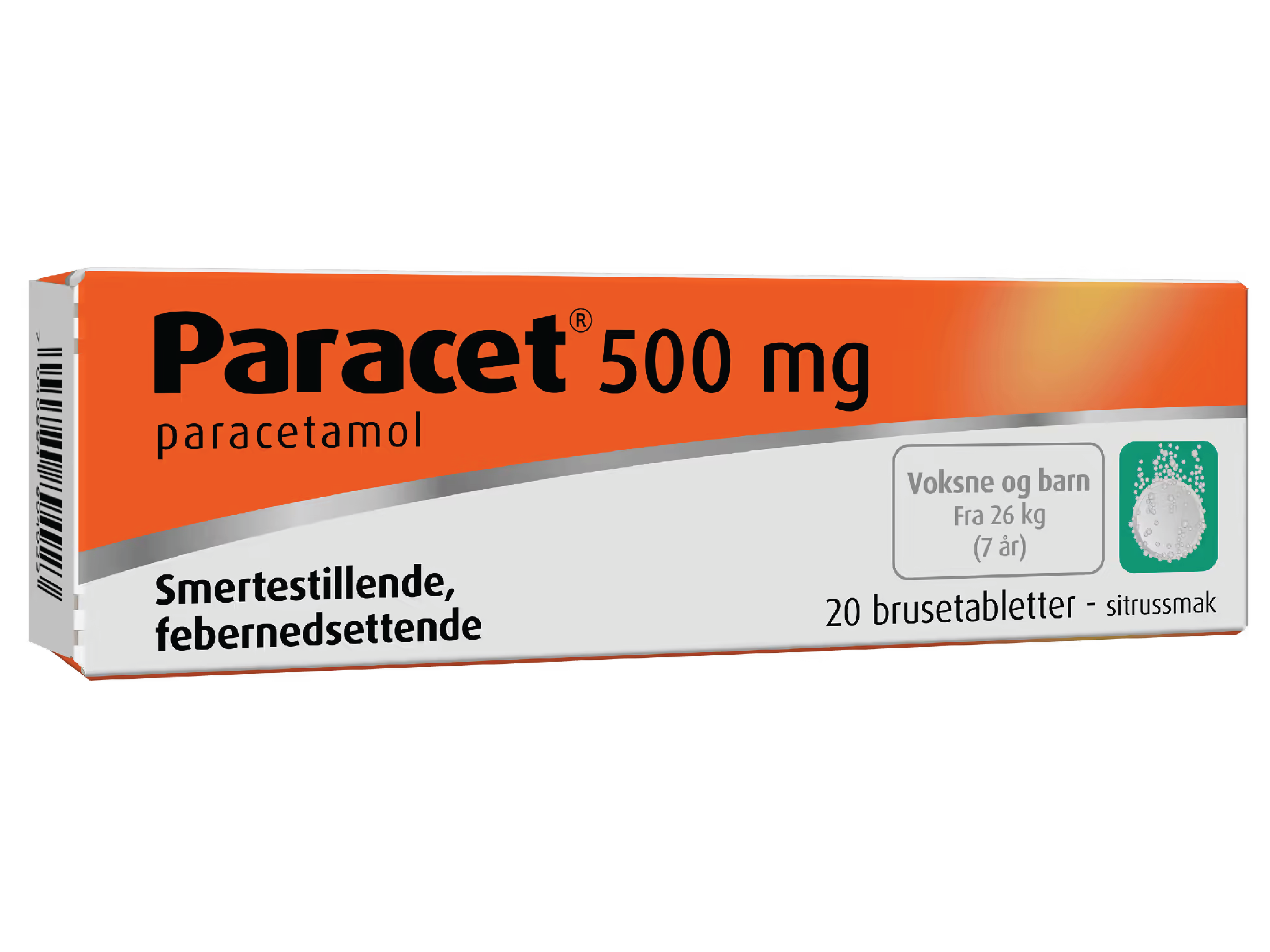 Paracet 500 mg brusetabletter, 20 stk.