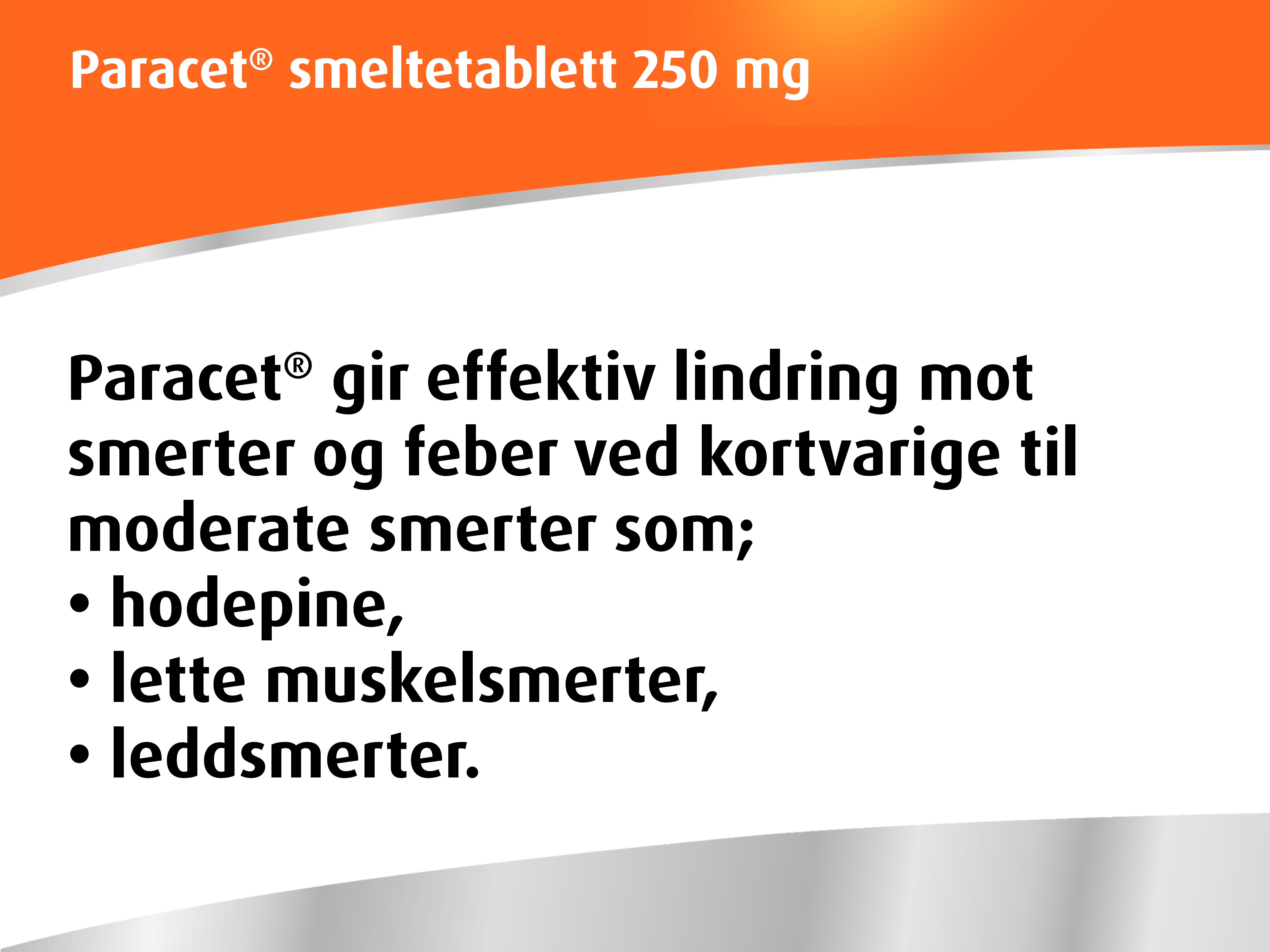 Paracet 250 mg smeltetabletter, 12 stk.