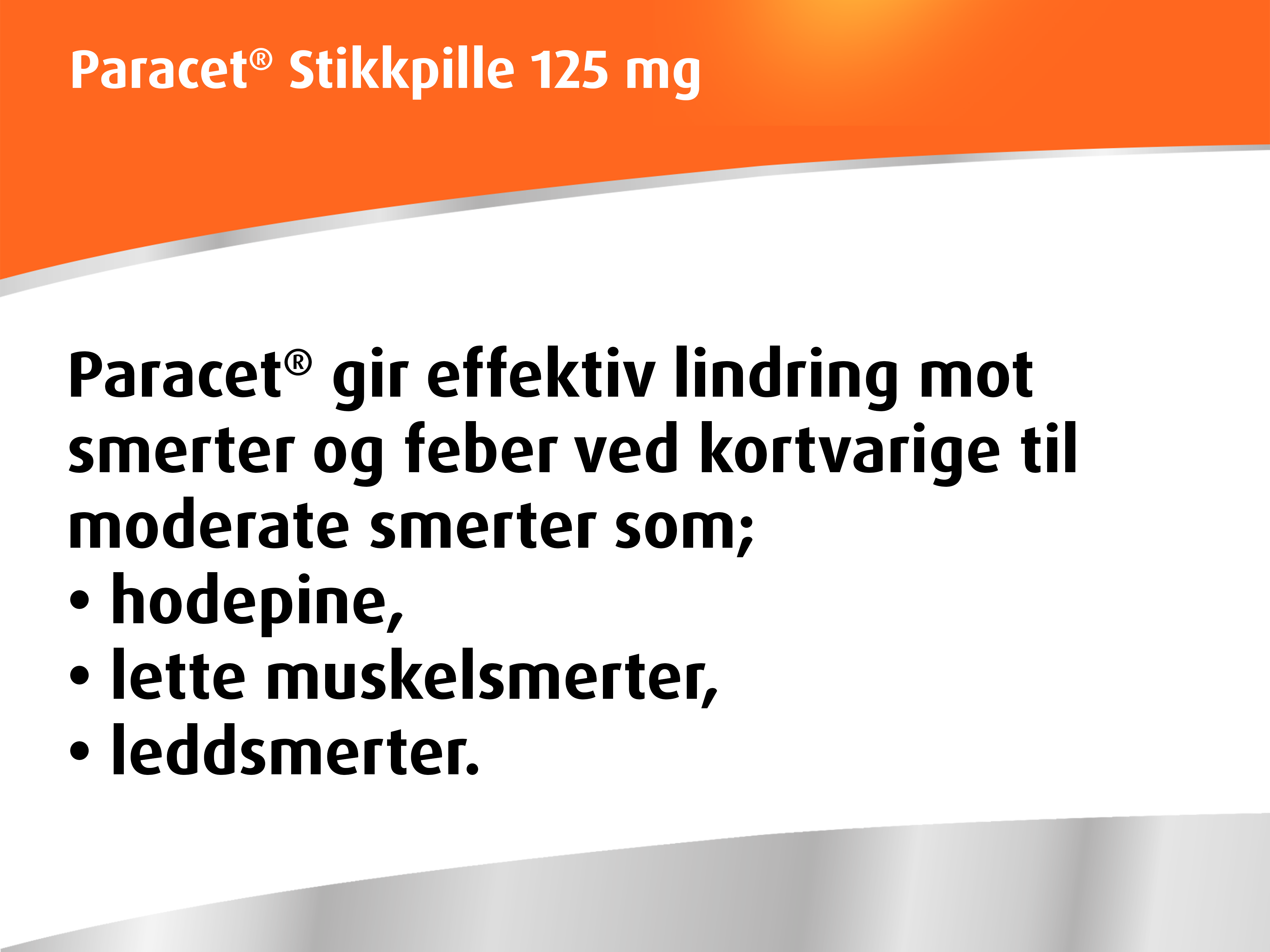 Paracet 125 mg stikkpiller, 10 stk.