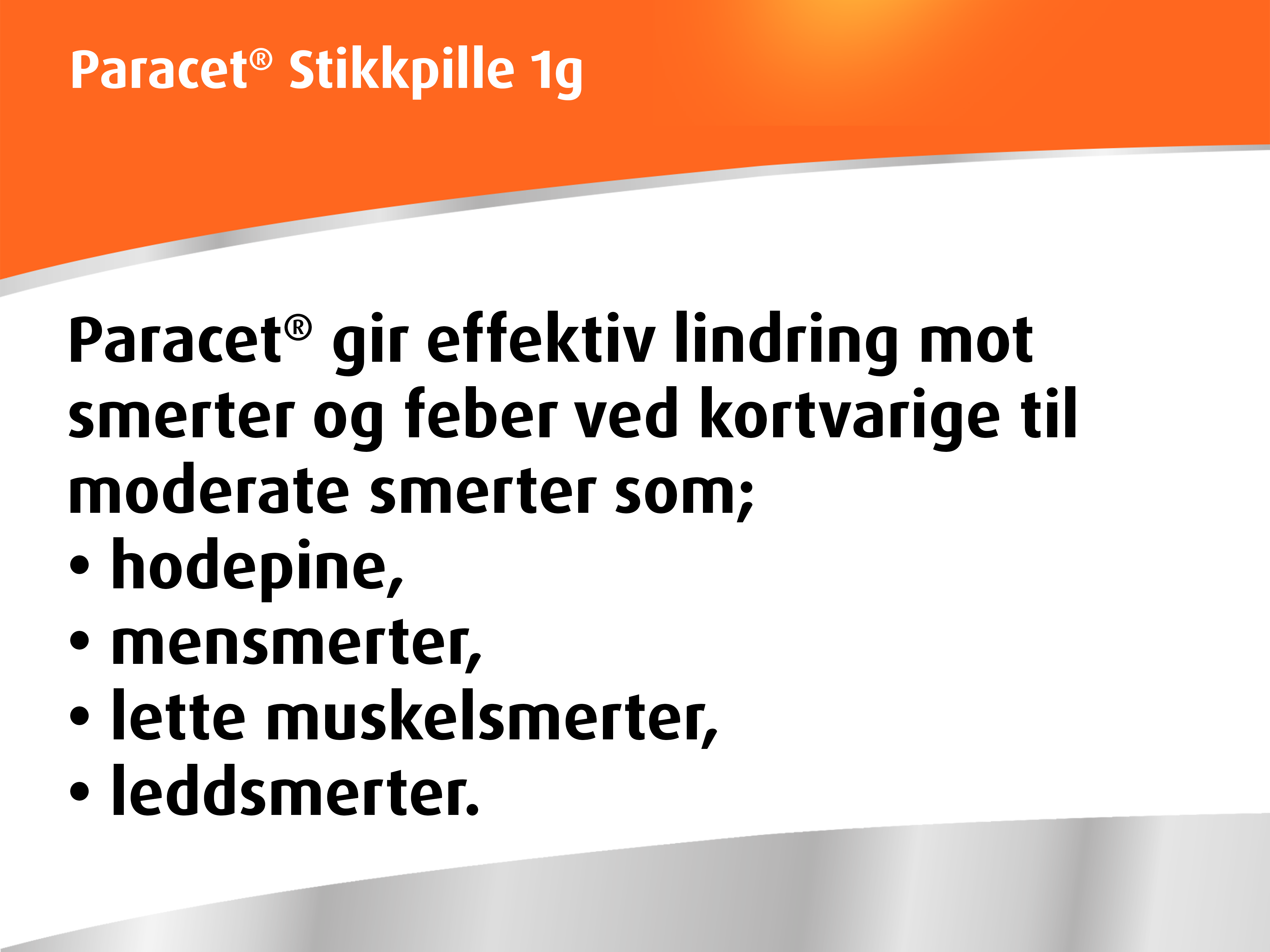 Paracet 1 g stikkpiller, 10 stk.