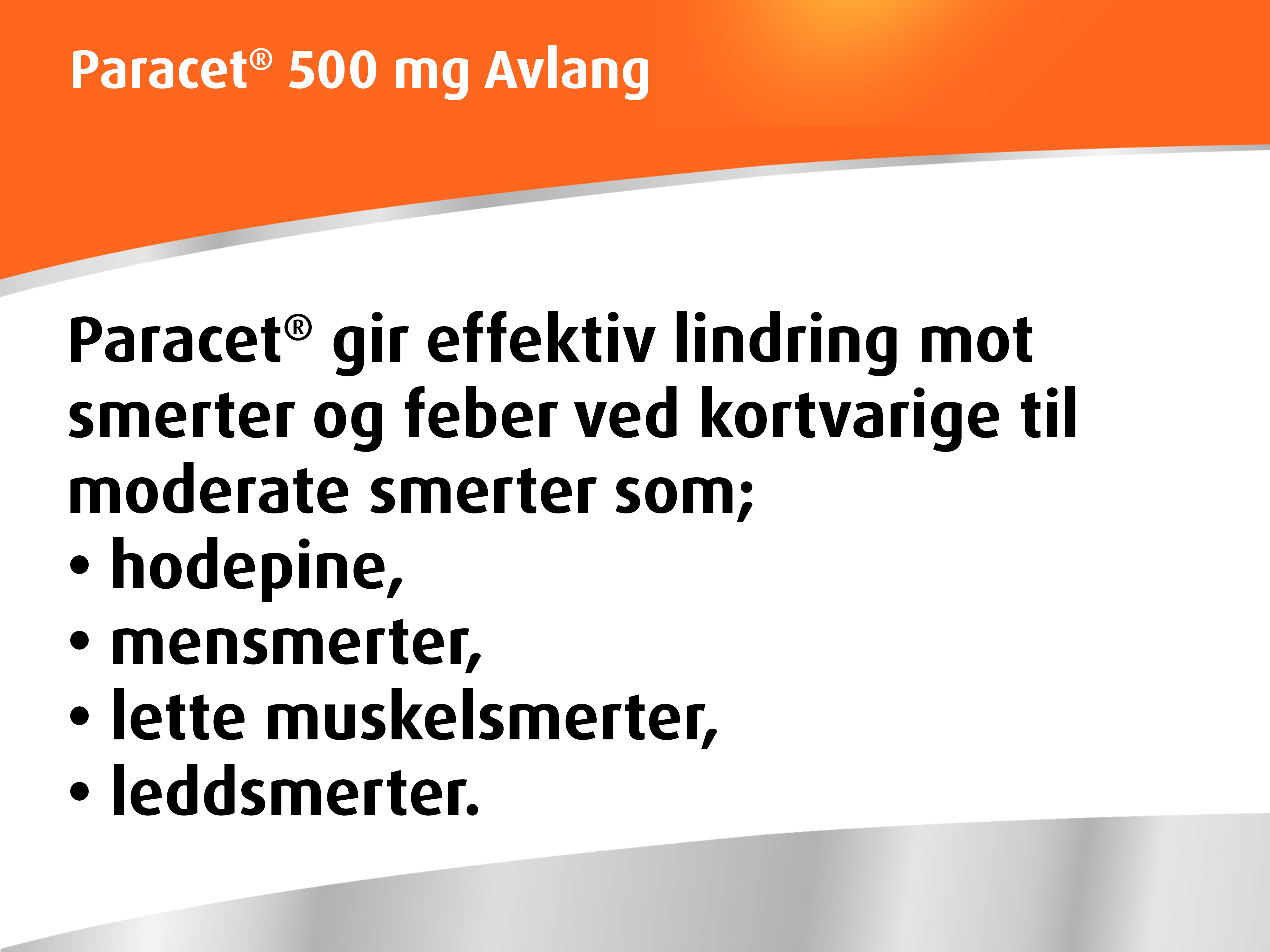 Paracet 500 mg avlange tabletter, 20 stk.