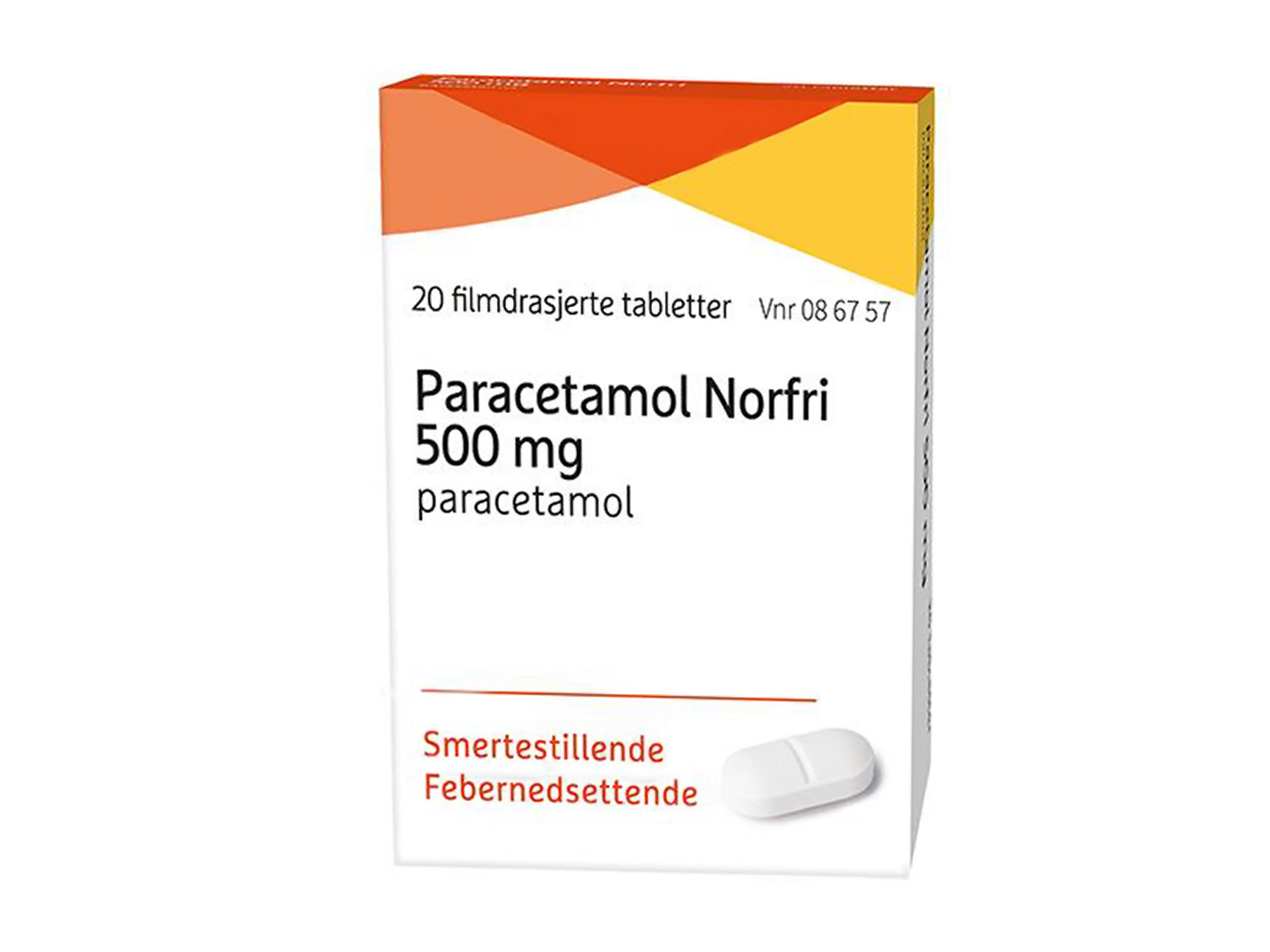 Paracetamol Norfri 500 mg tabletter, 20 stk.