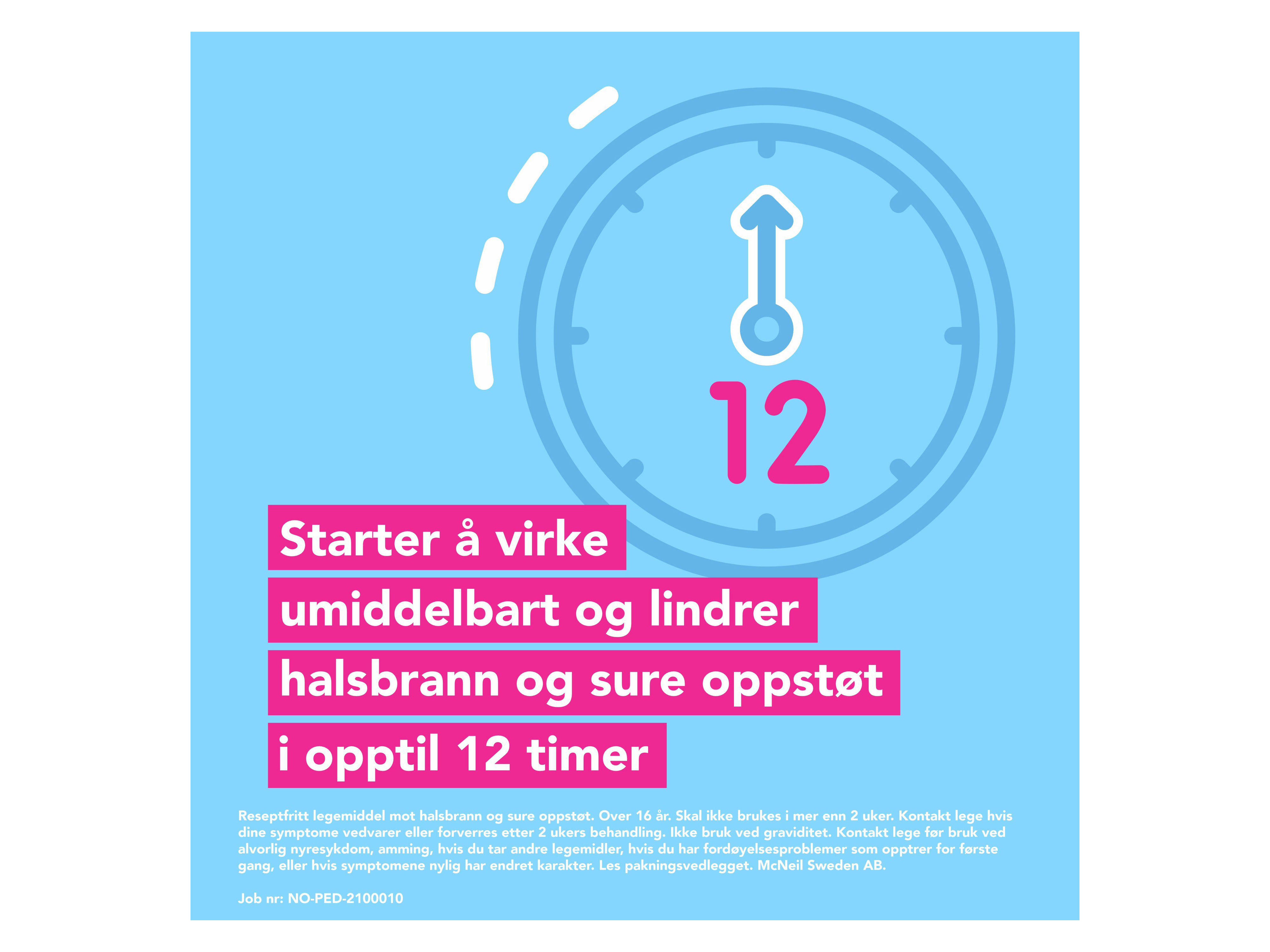 Pepcidduo Tyggetabletter 10/165/800mg, 12 stk.