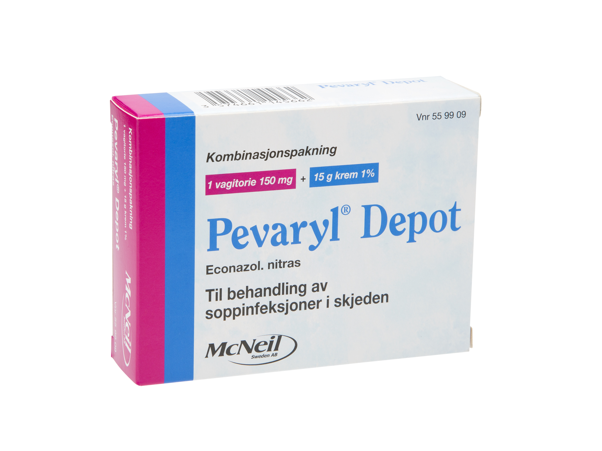 Pevaryl Kombinasjonspakke, 150 mg vagitorie og 15 gram 1% krem
