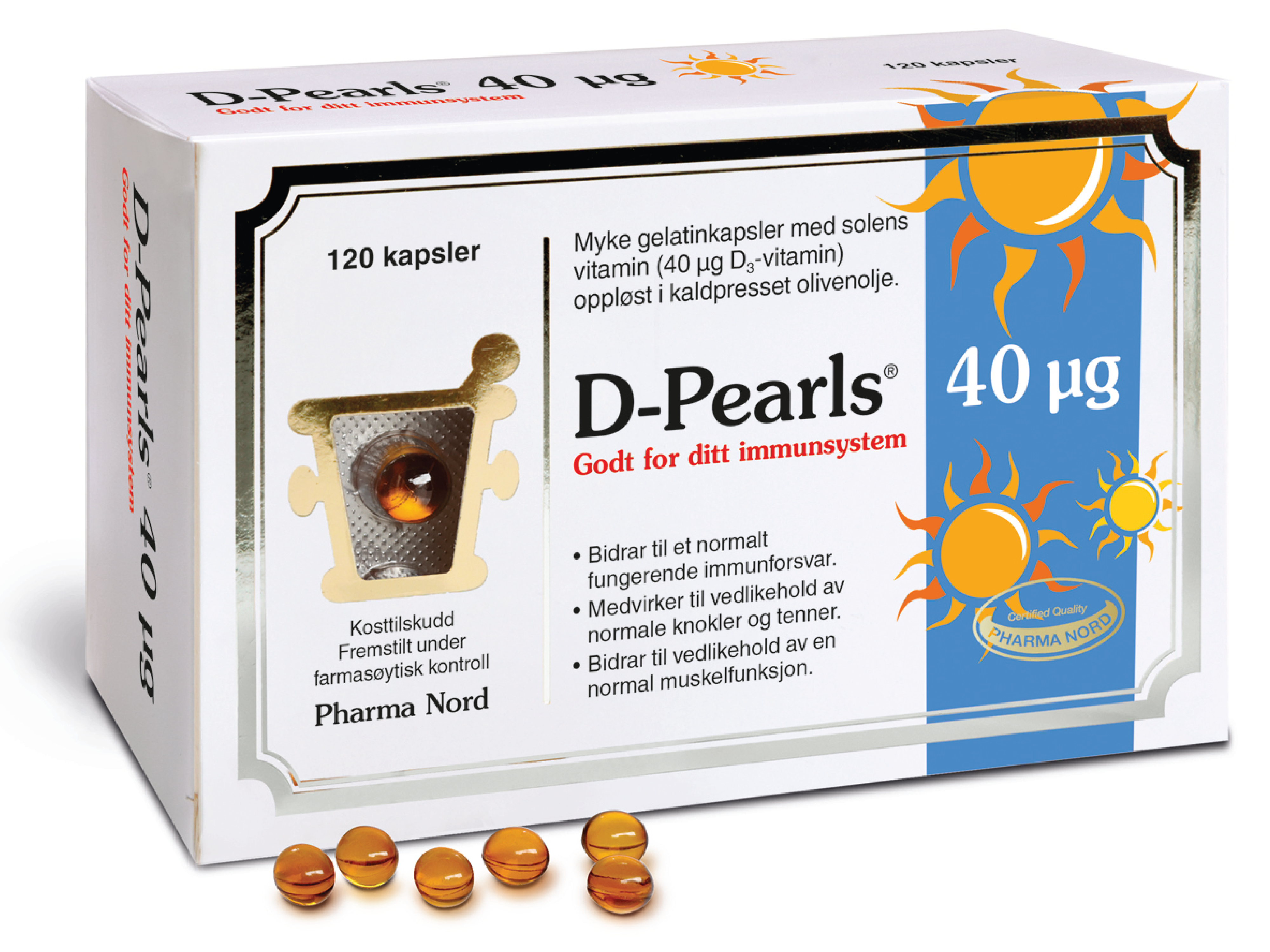 Pharma Nord Bio-D-Pearls 40 µg, 120 tabletter