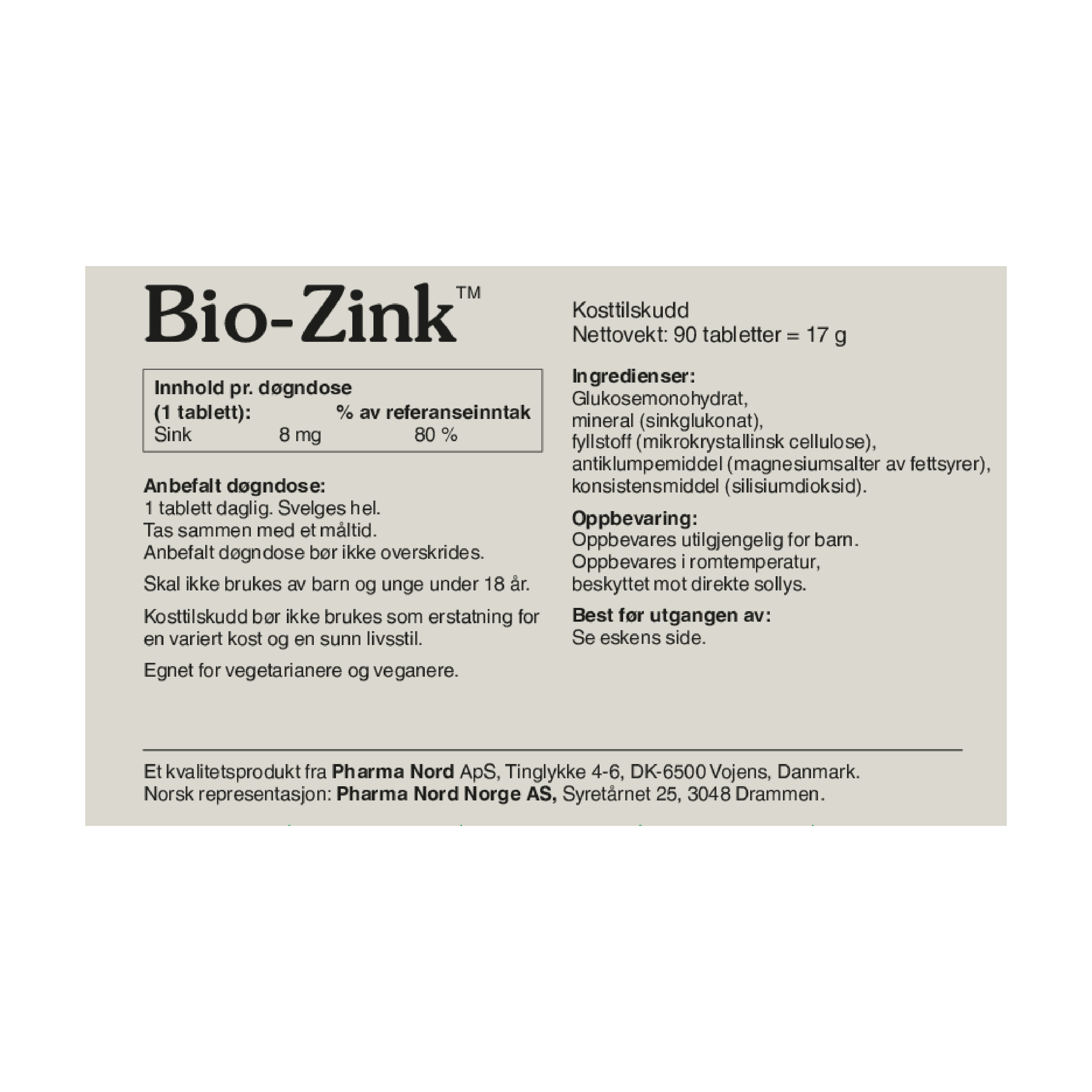 Pharma Nord Bio-Zink tabletter, 90 stk.