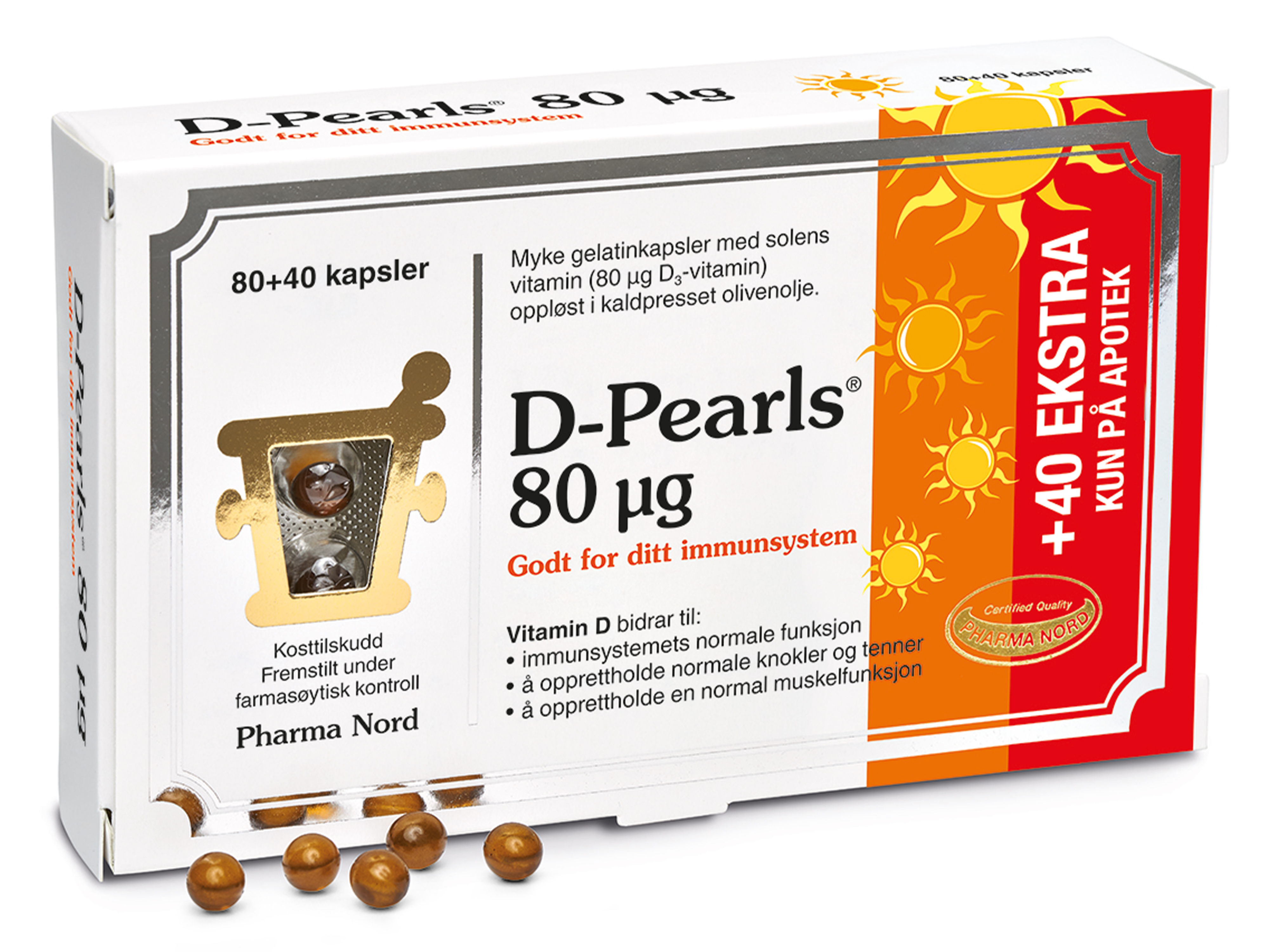 Pharma Nord D-Pearls 80 µg kapsler, 120 stk.