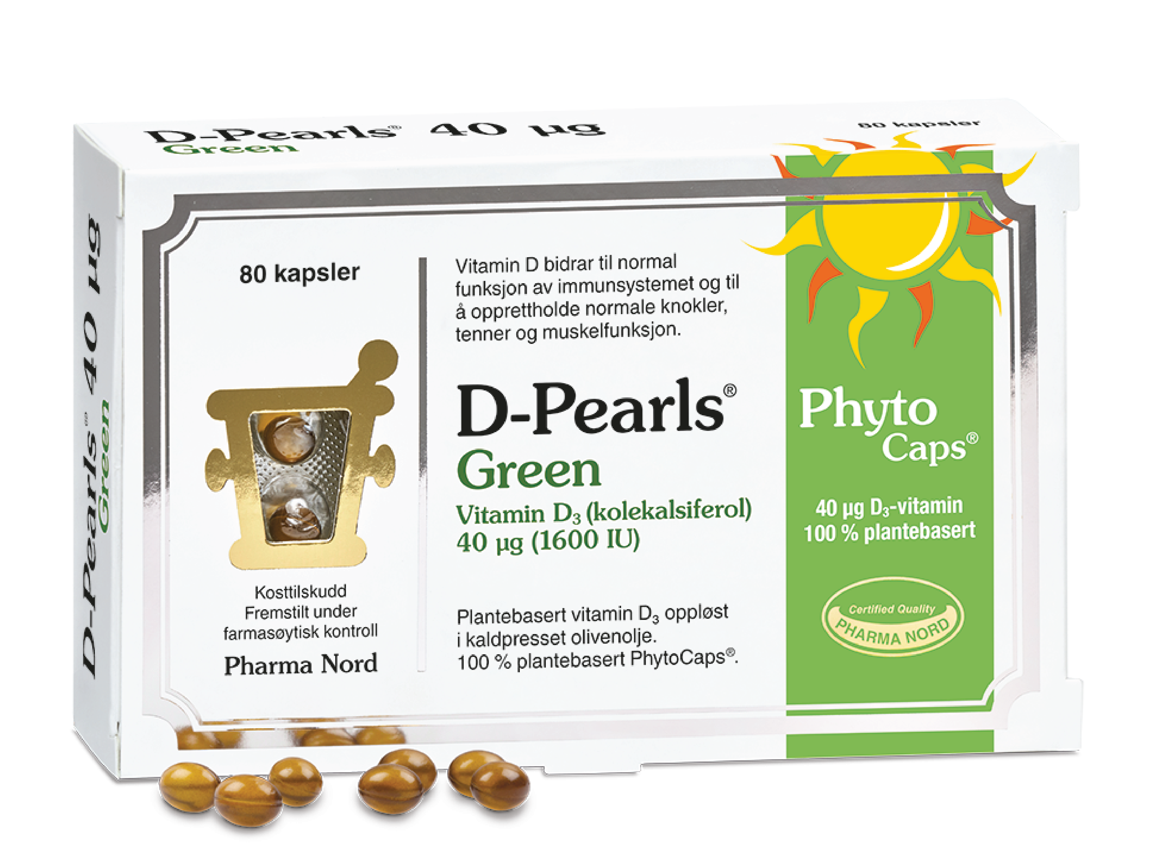 Pharma Nord D-Pearls Green 40 µg kapsler, 80 stk.