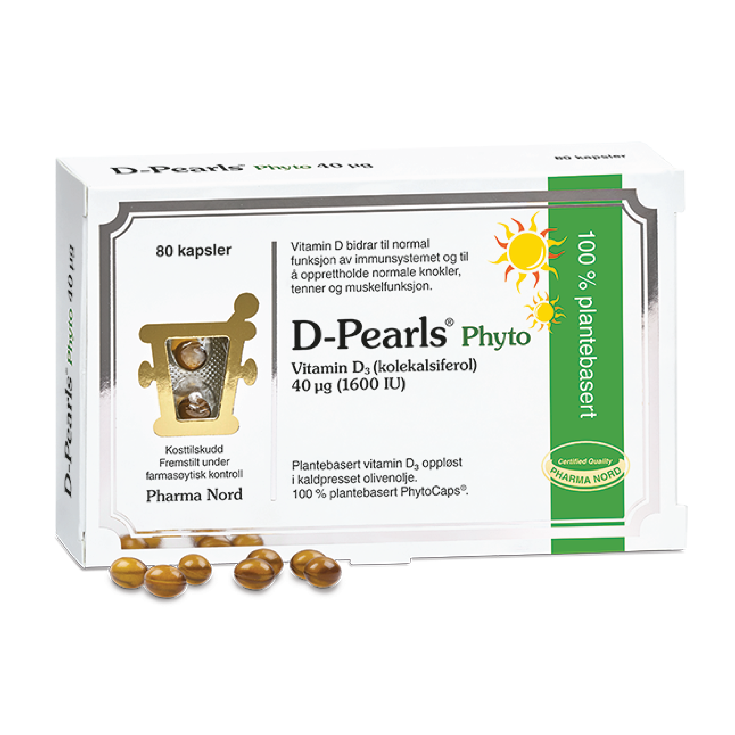 Pharma Nord D-Pearls Green 40 µg kapsler, 80 stk.