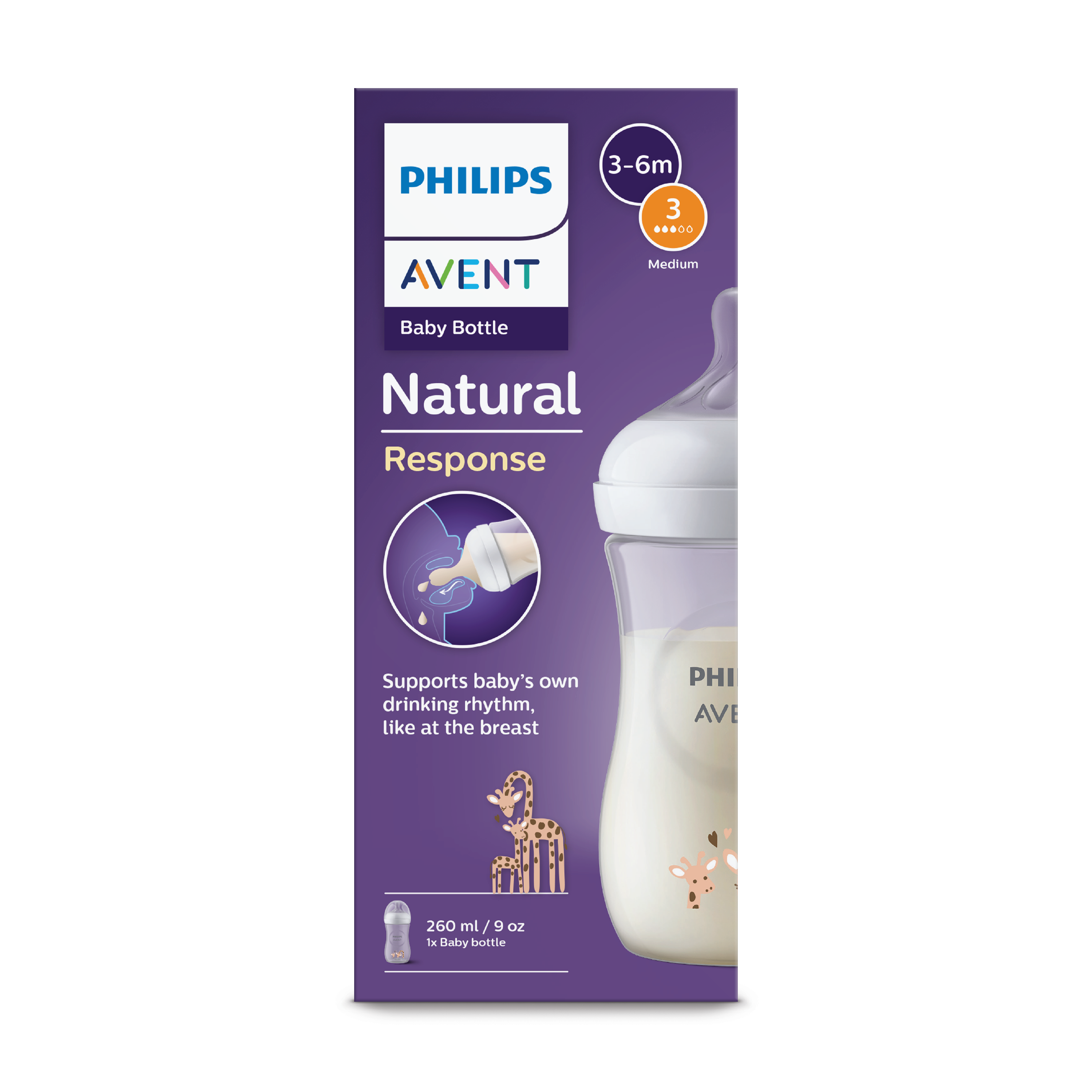 Philips Avent Natural Bottle Giraffe, 260 ml