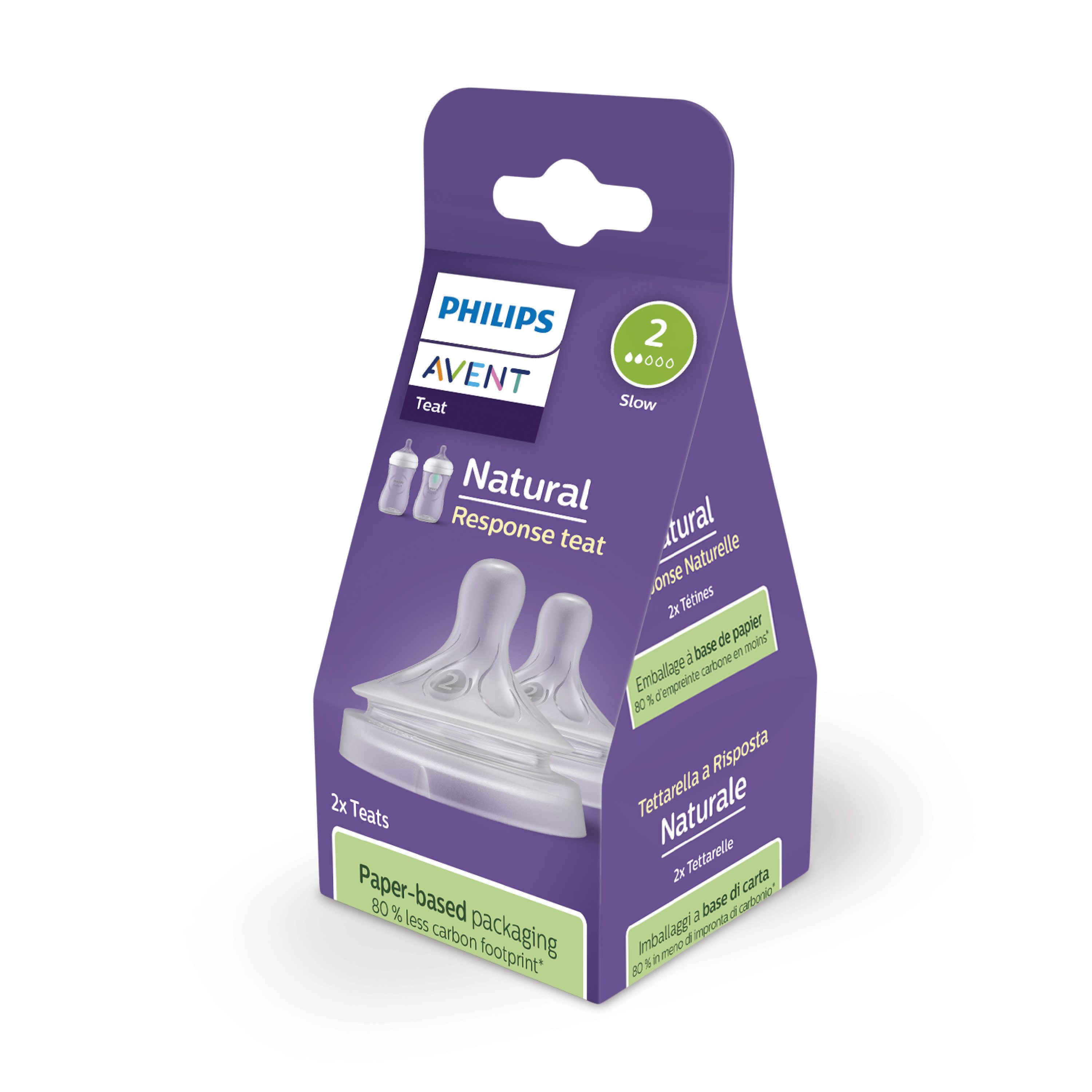 Philips Avent Natural Response Teat, 0 mnd +, 2 stk.