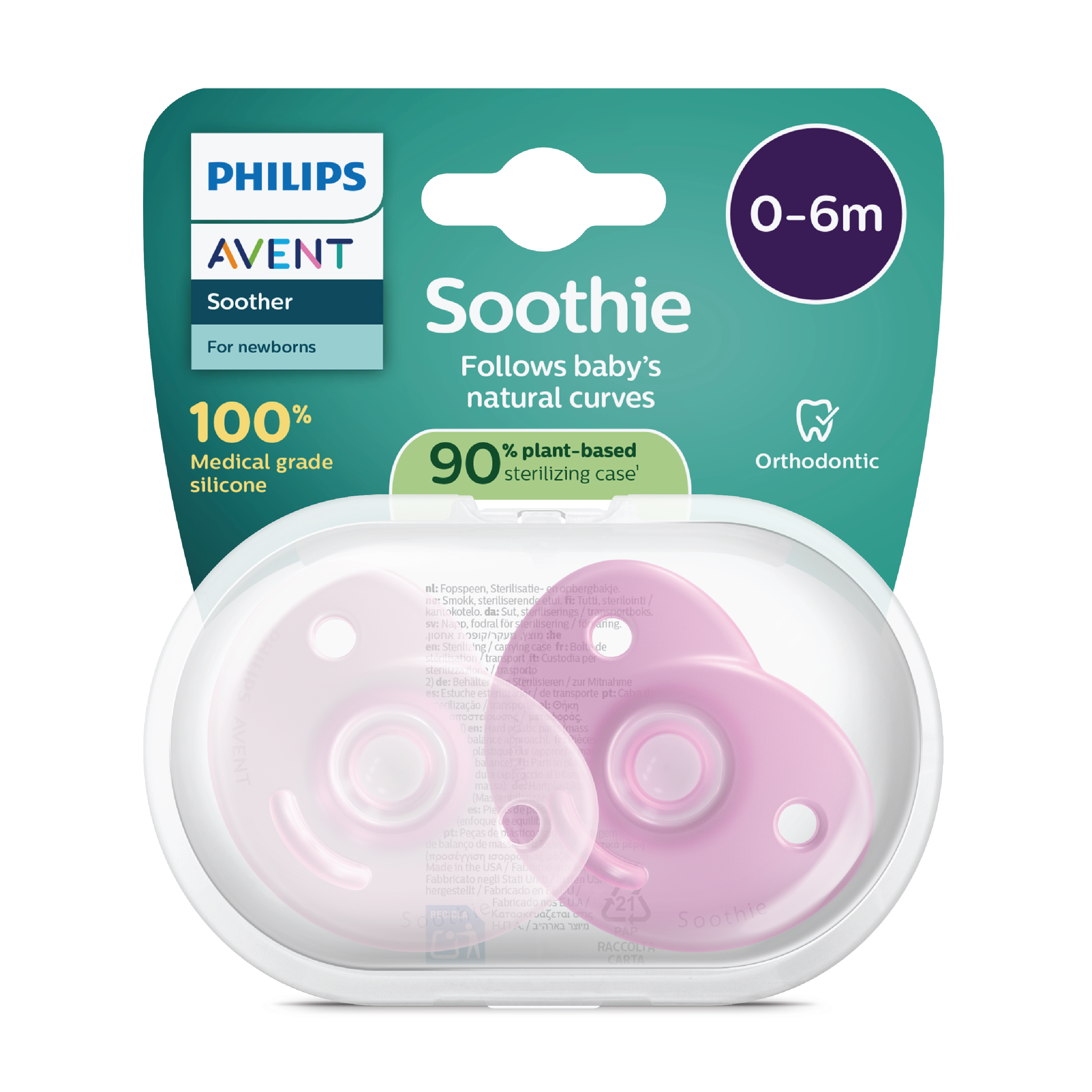 Philips Avent Soothie Heart Smokk, 0-6 mnd, rosa, 2 stk.