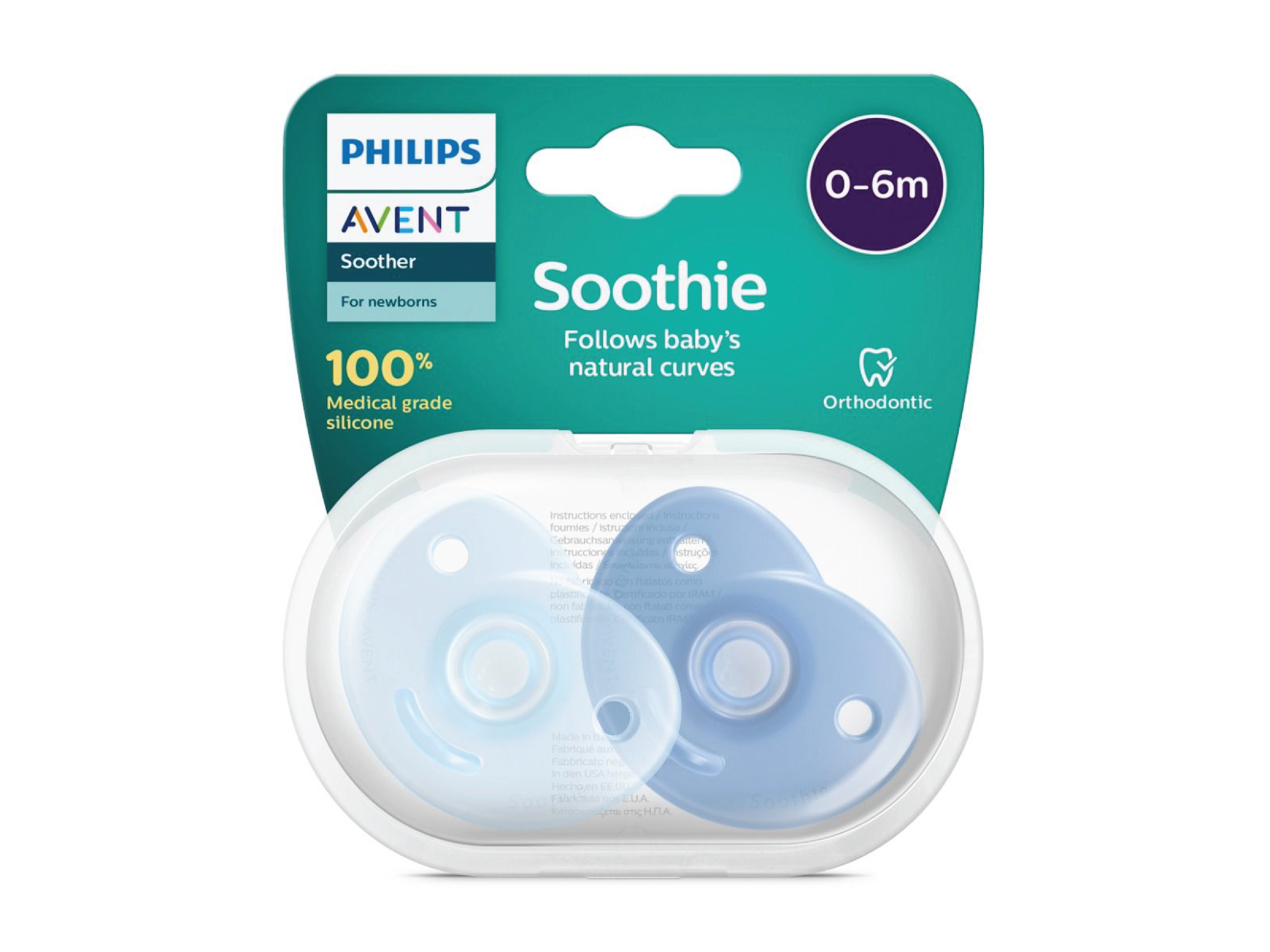 Philips Avent Soothie Heart Smokker, 0–6 mnd, blå, 2 stk.