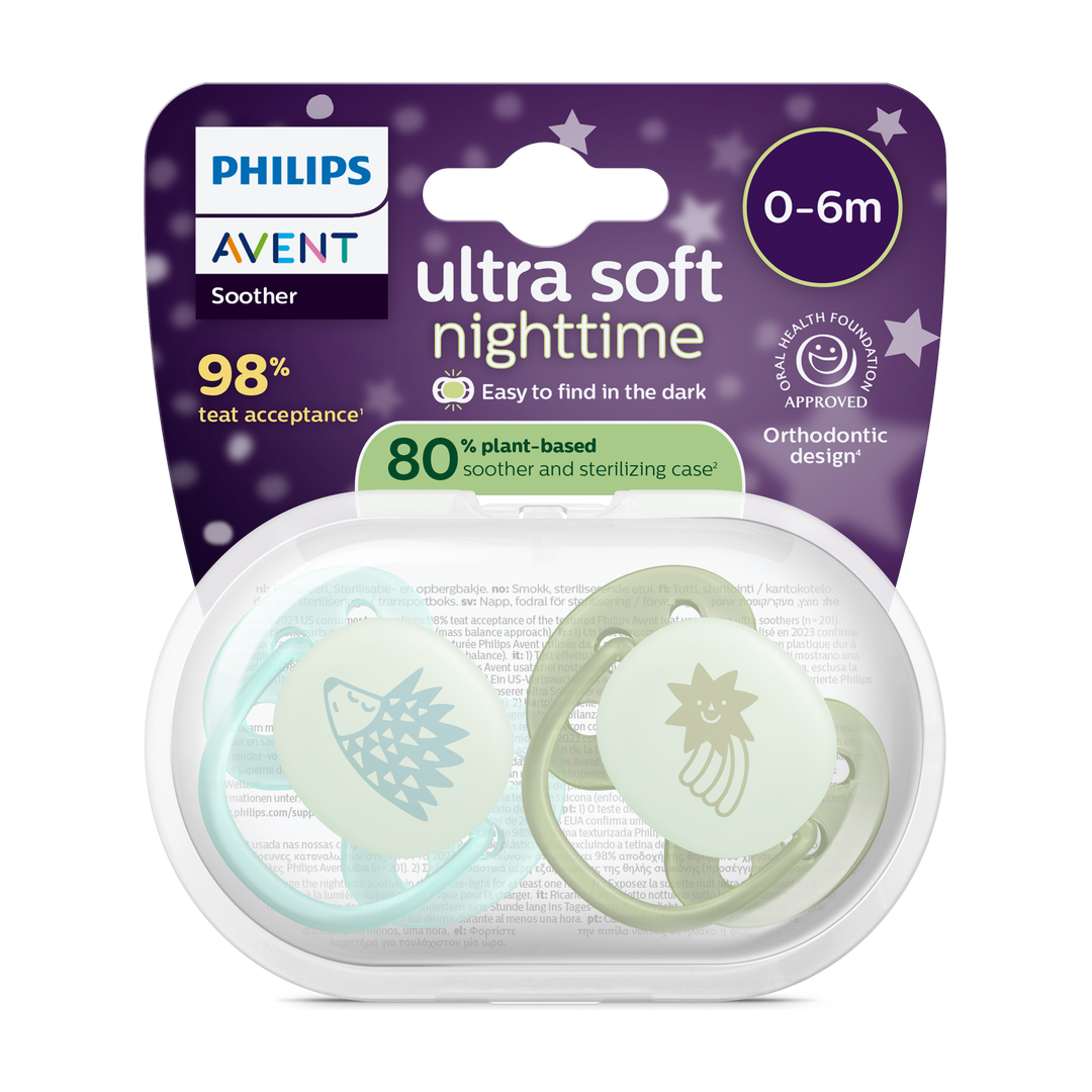 Philips Avent Ultra Soft Night, 0-6 mnd, turkis/grønn, 2 stk.