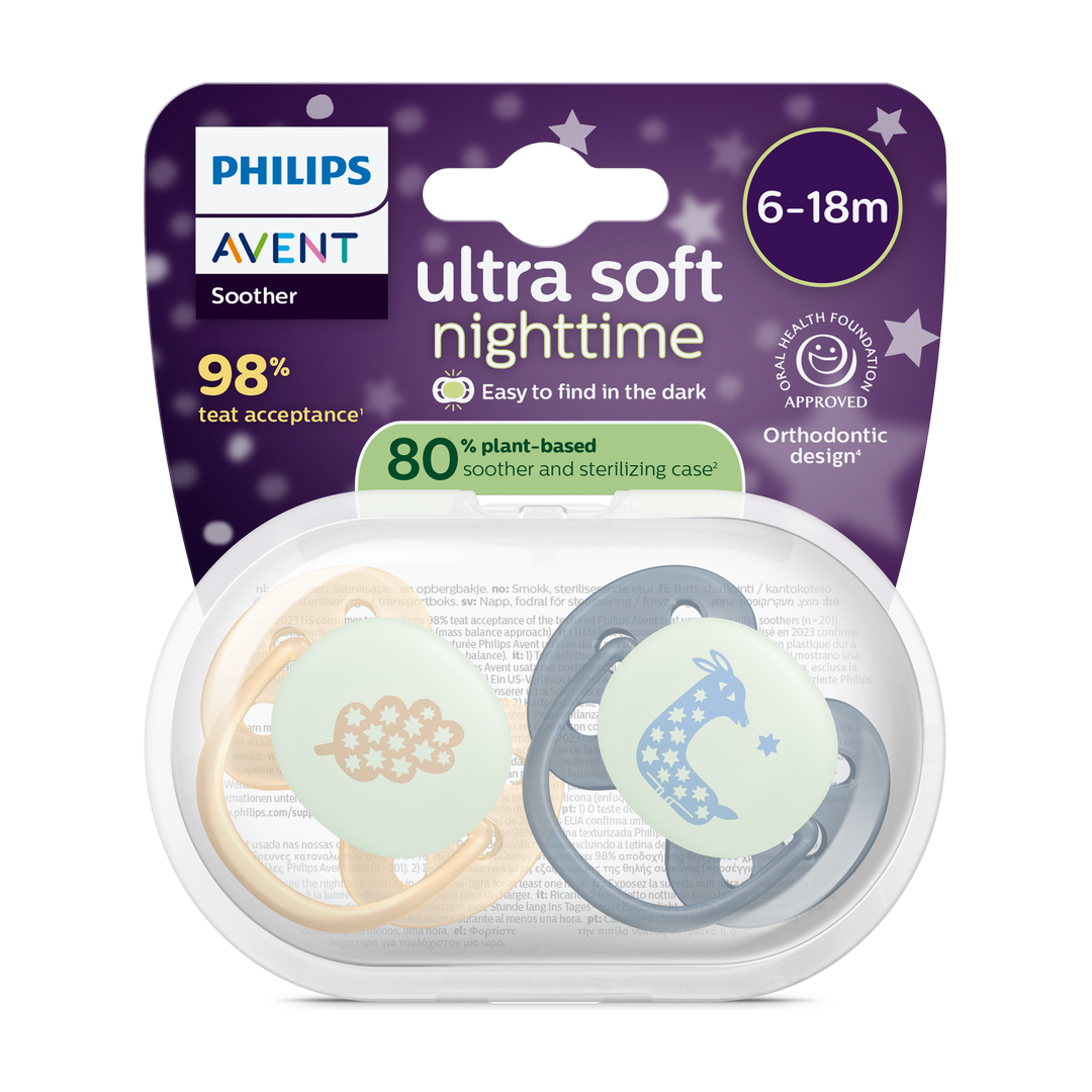 Philips Avent Ultra Soft Night 6-18m GulBlå, 6-18 mnd, gul/blå, 2 stk.