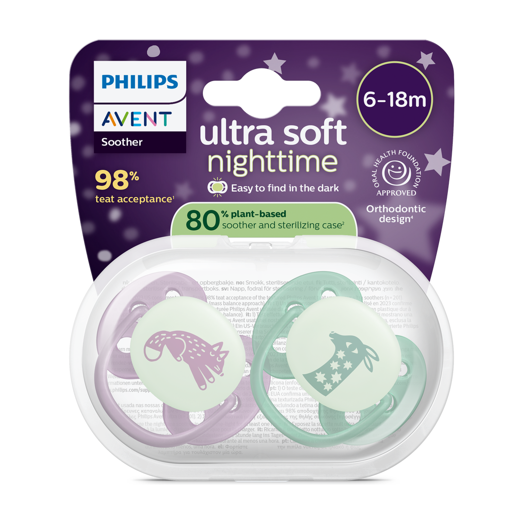 Philips Avent Ultra Soft Night 6-18m LillaGrønn, 6-18 mnd, lilla/grønn, 2 stk.
