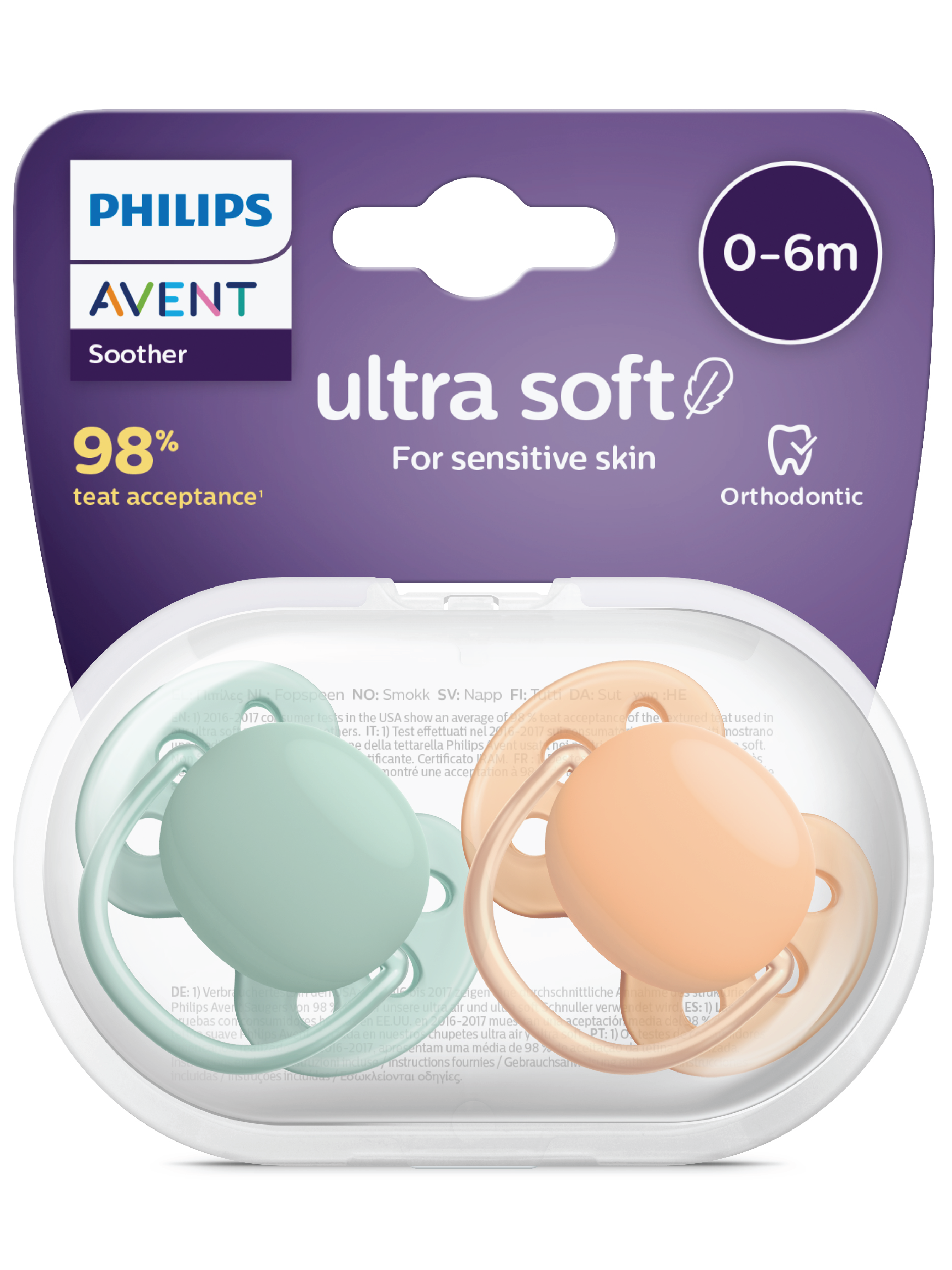 Philips Avent Ultra Soft Smokk, 0-6 mnd, grønn/oransje, 2 stk.