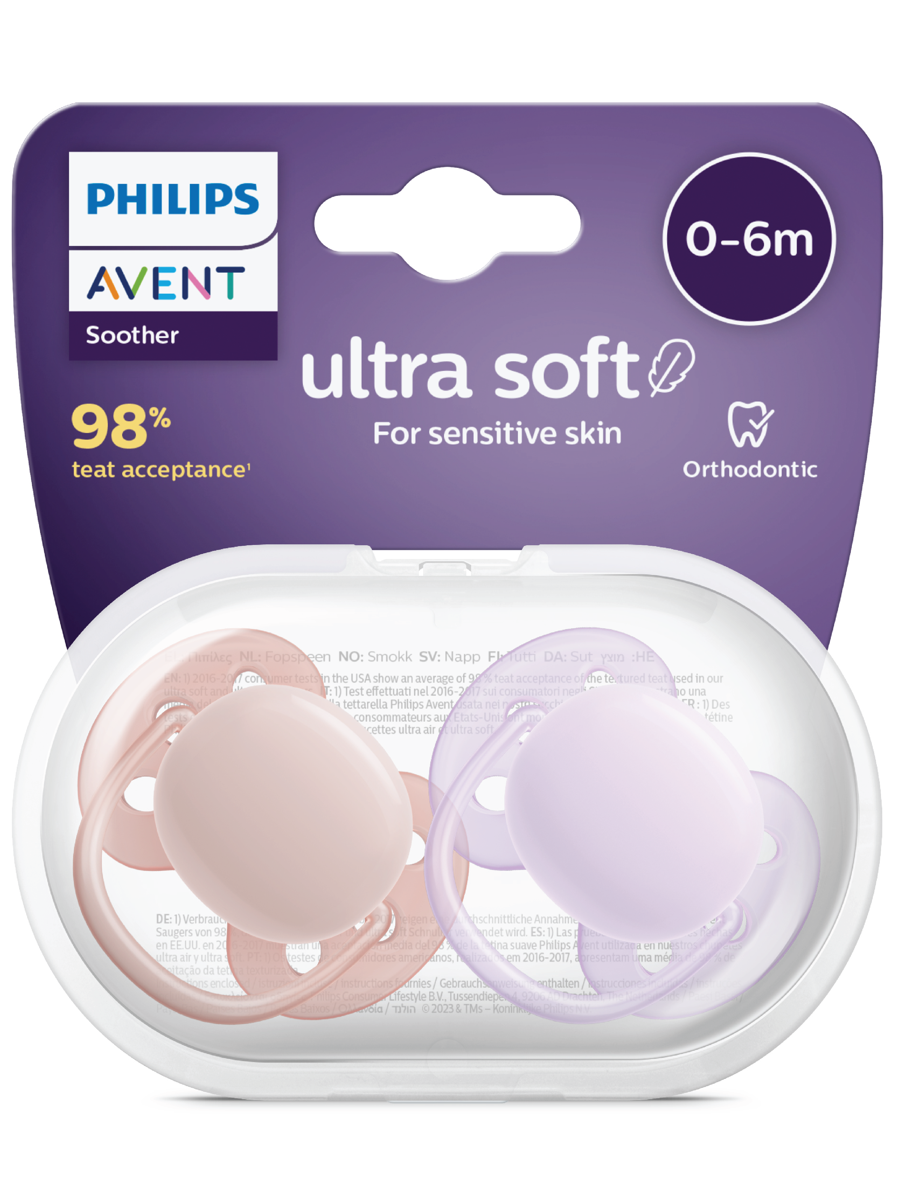Philips Avent Ultra Soft Smokk, 0-6 mnd, rosa/lilla, 2 stk.