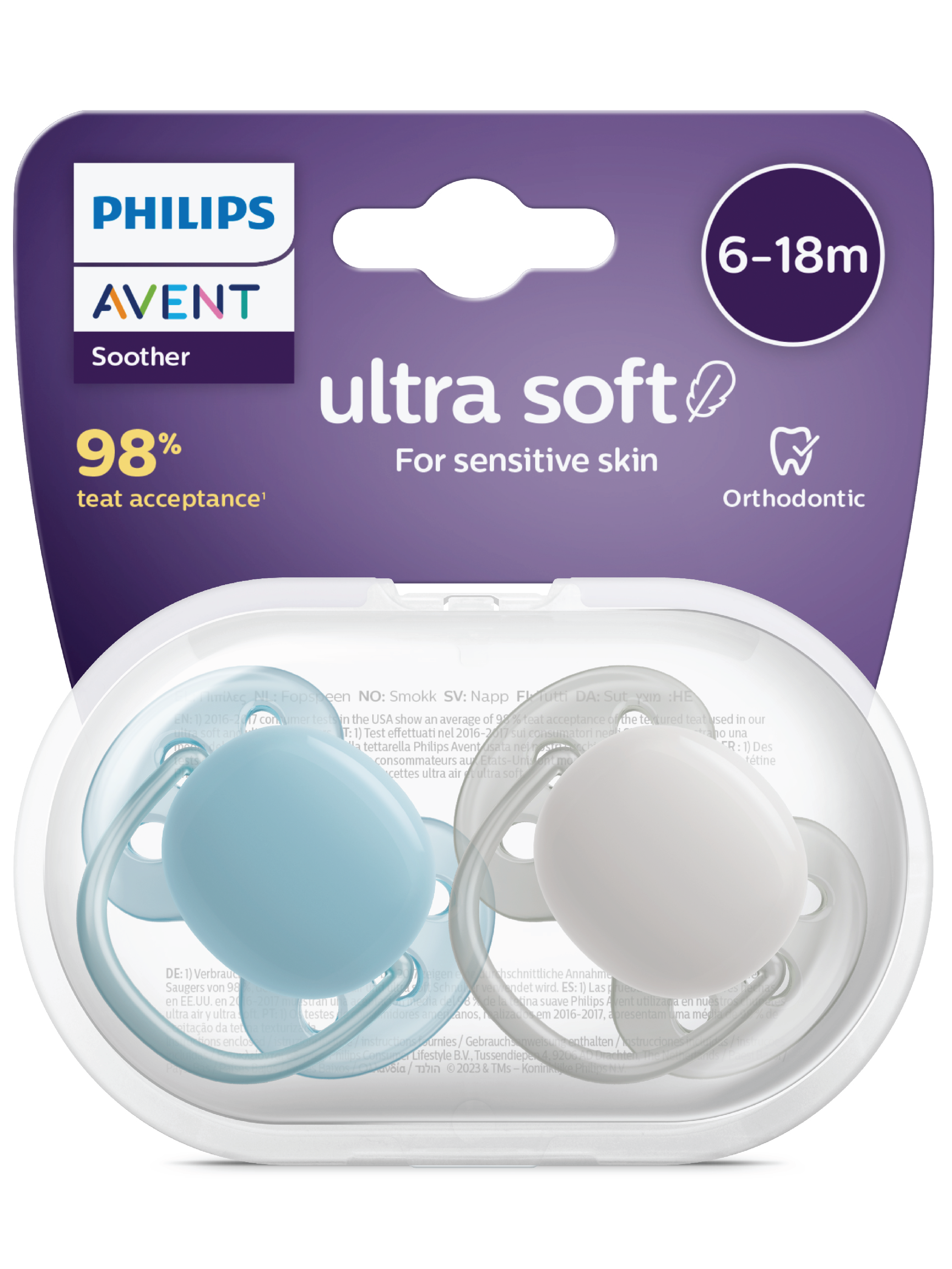 Philips Avent Ultra Soft Smokk, 6-18 mnd, blå/grå, 2 stk.