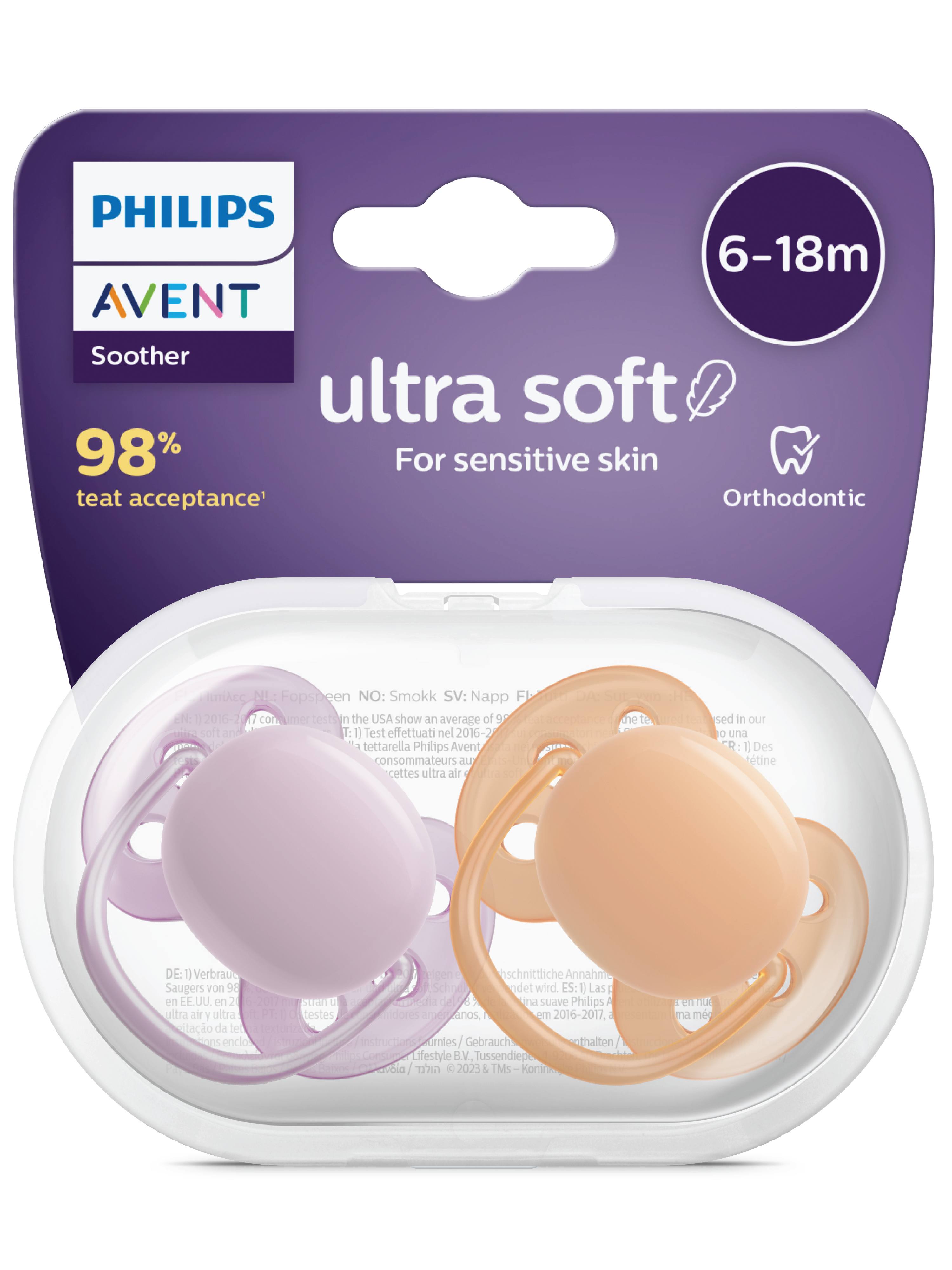 Philips Avent Ultra Soft Smokk, 6-18 mnd, lilla/oransje, 2 stk.