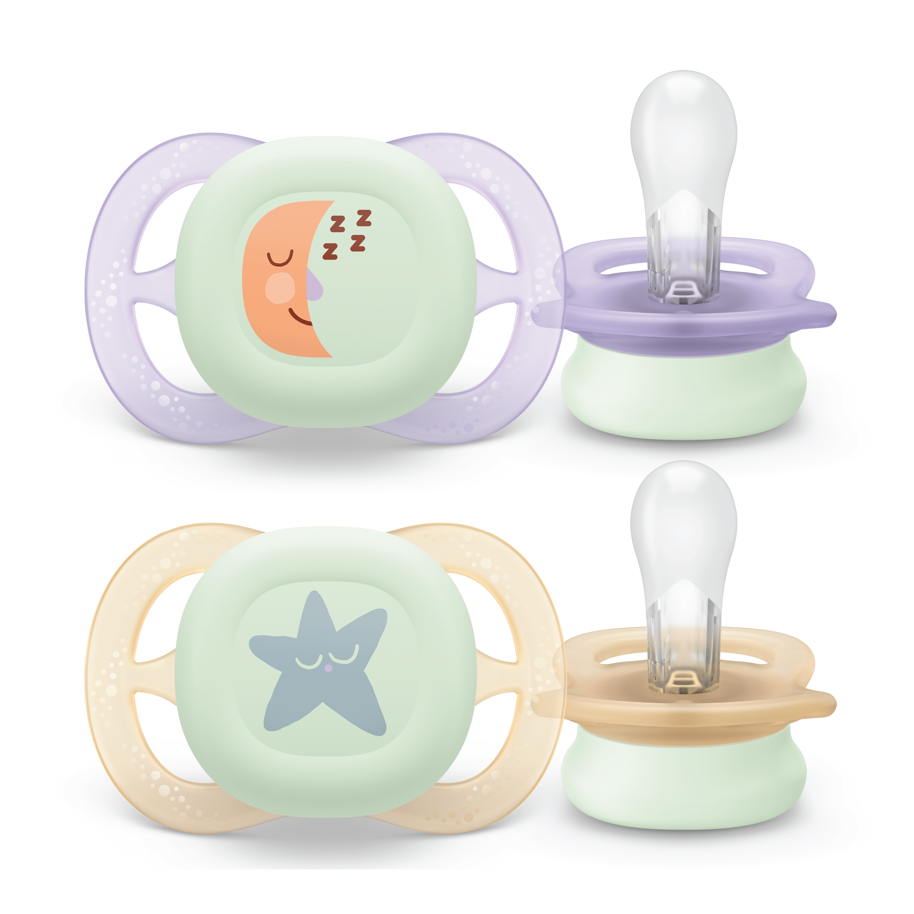 Philips Avent Ultra Start Night Smokk, 0-2 mnd, lilla/gul, 2 stk.