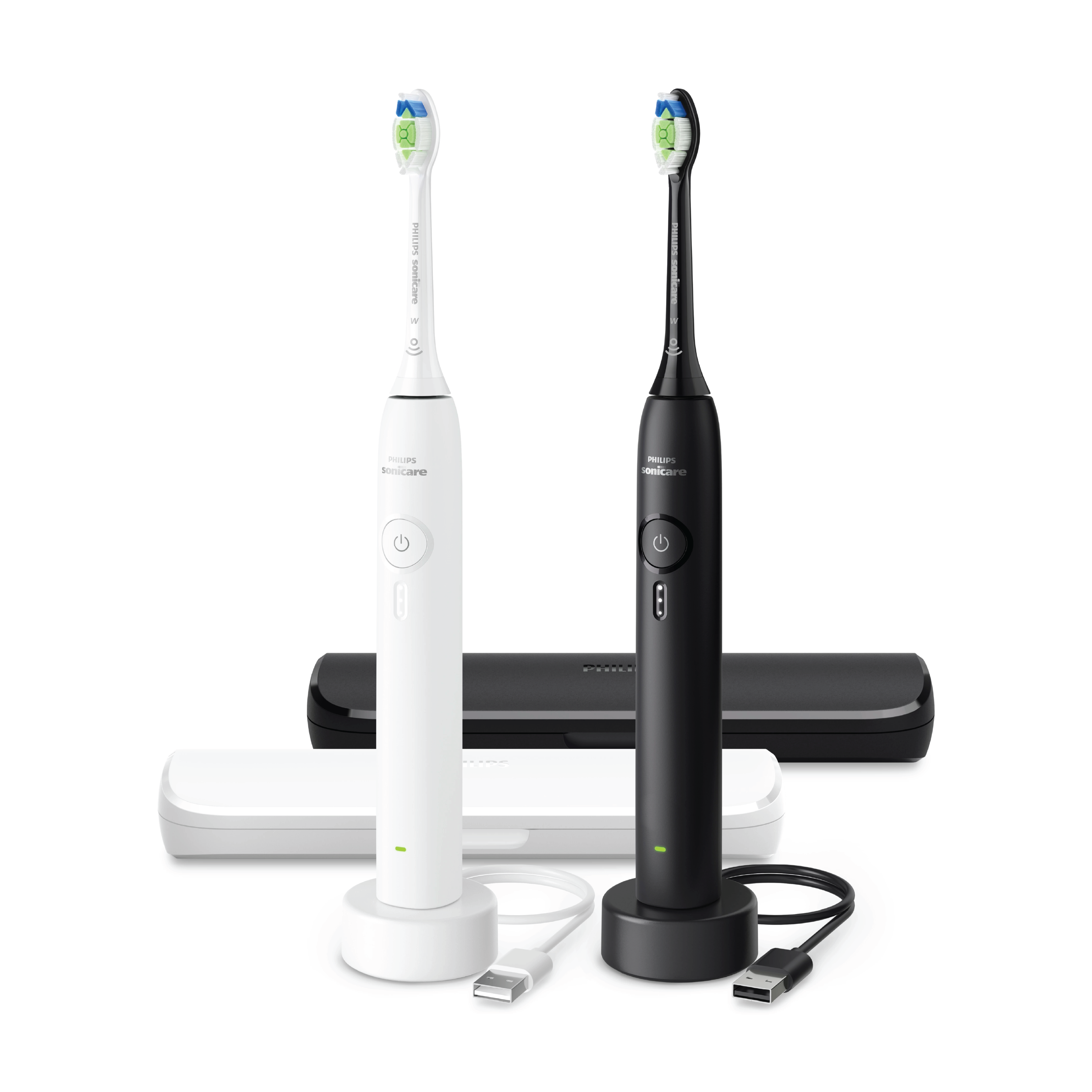 Philips Sonicare 3100 Oppladbare tannbørster, Svart og hvit, 2 stk.