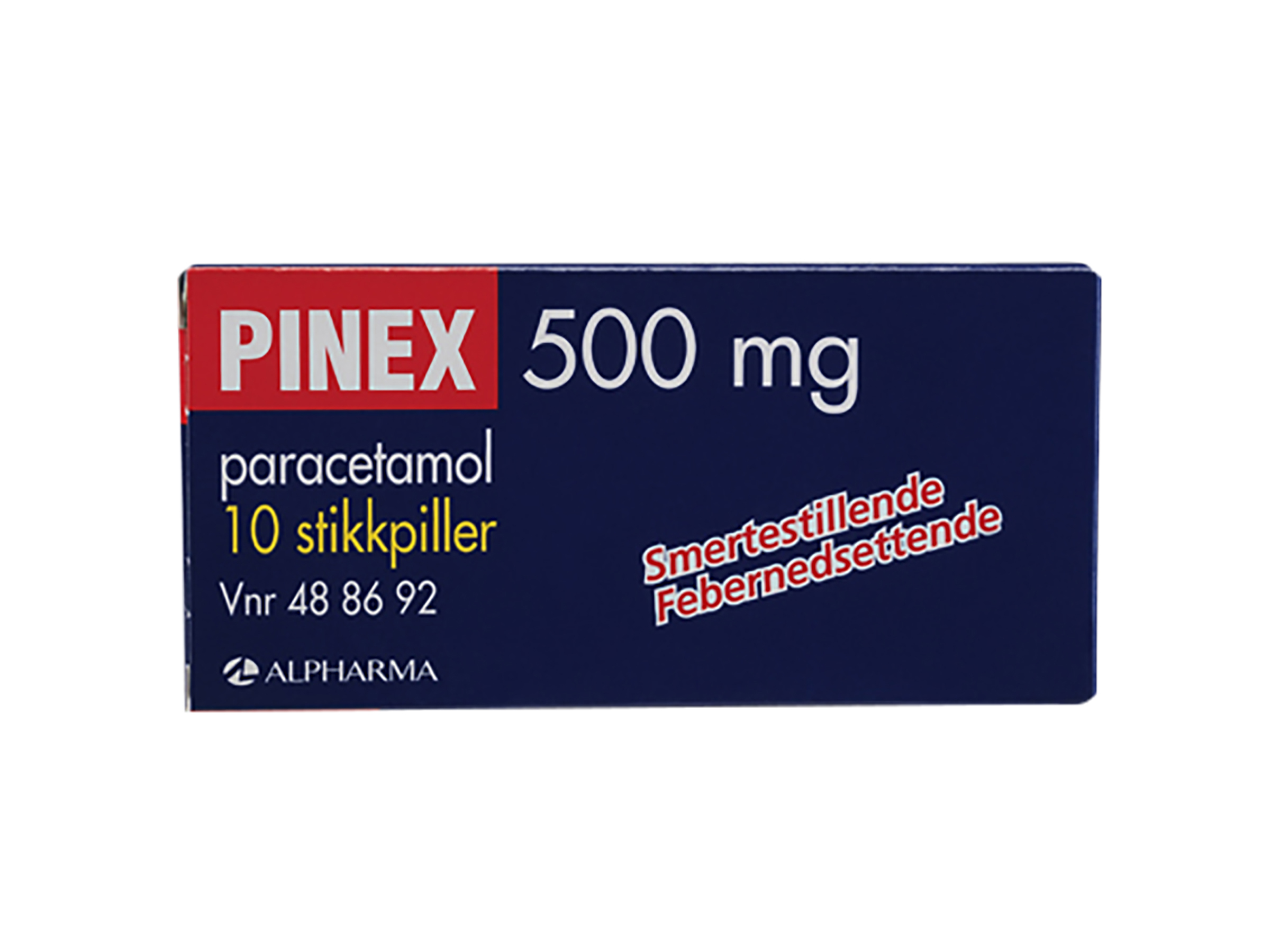 Pinex stikkpiller 500 mg, 10 stk.
