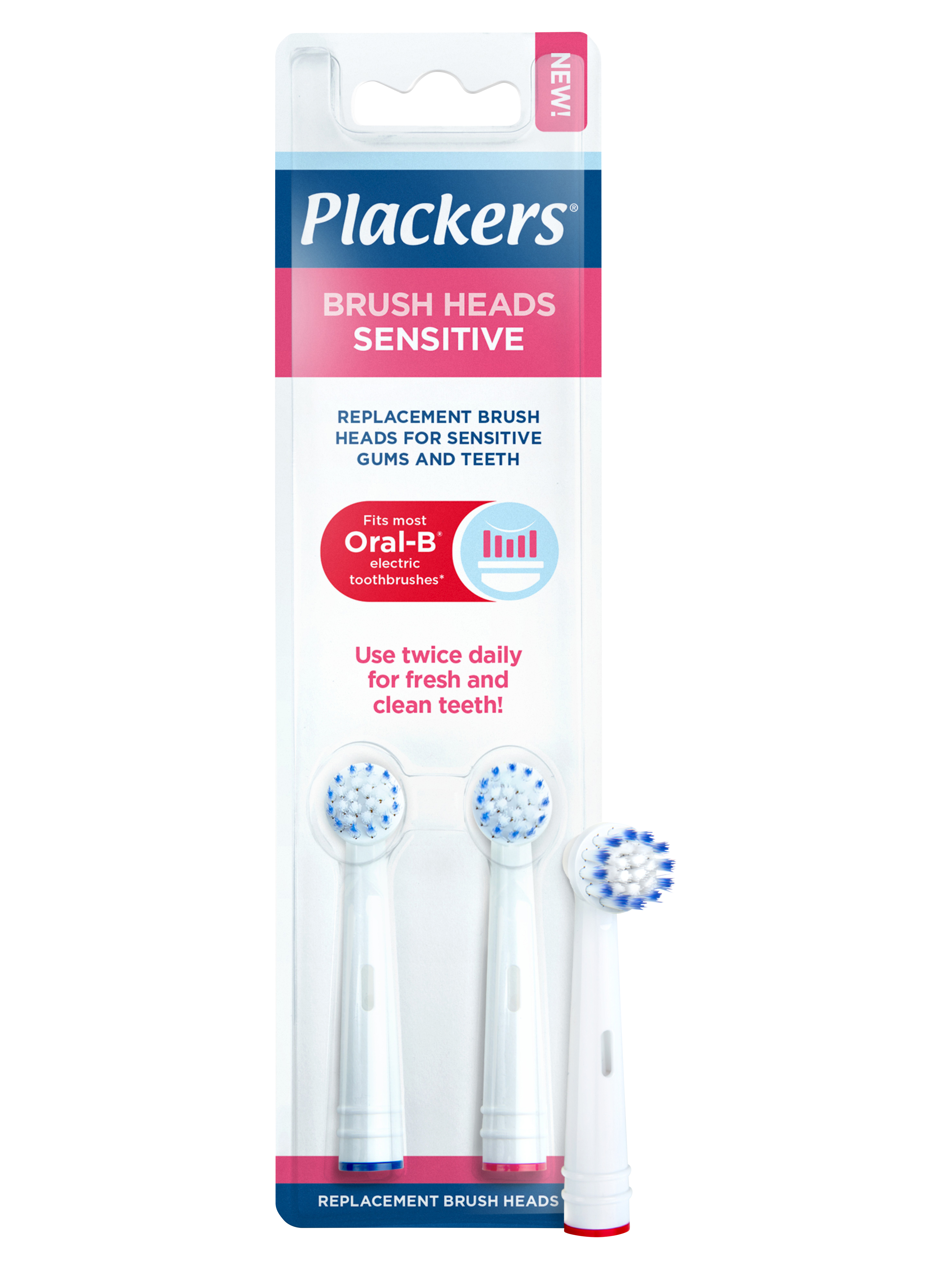 Plackers Brush Head Sensitive, 2 stk