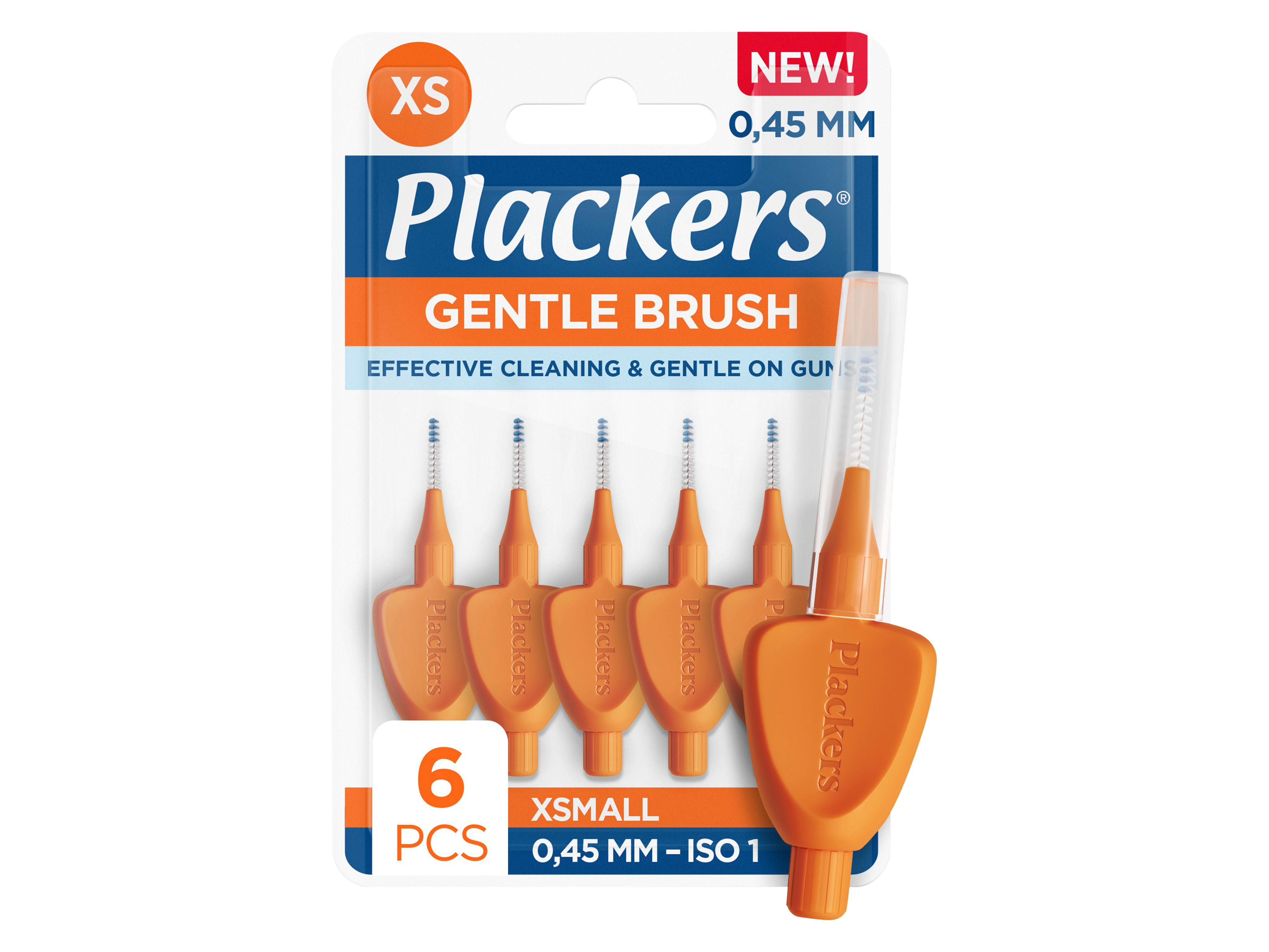 Plackers Gentle Brush mellomromsbørste, 0,45 mm XS, 6 stk.