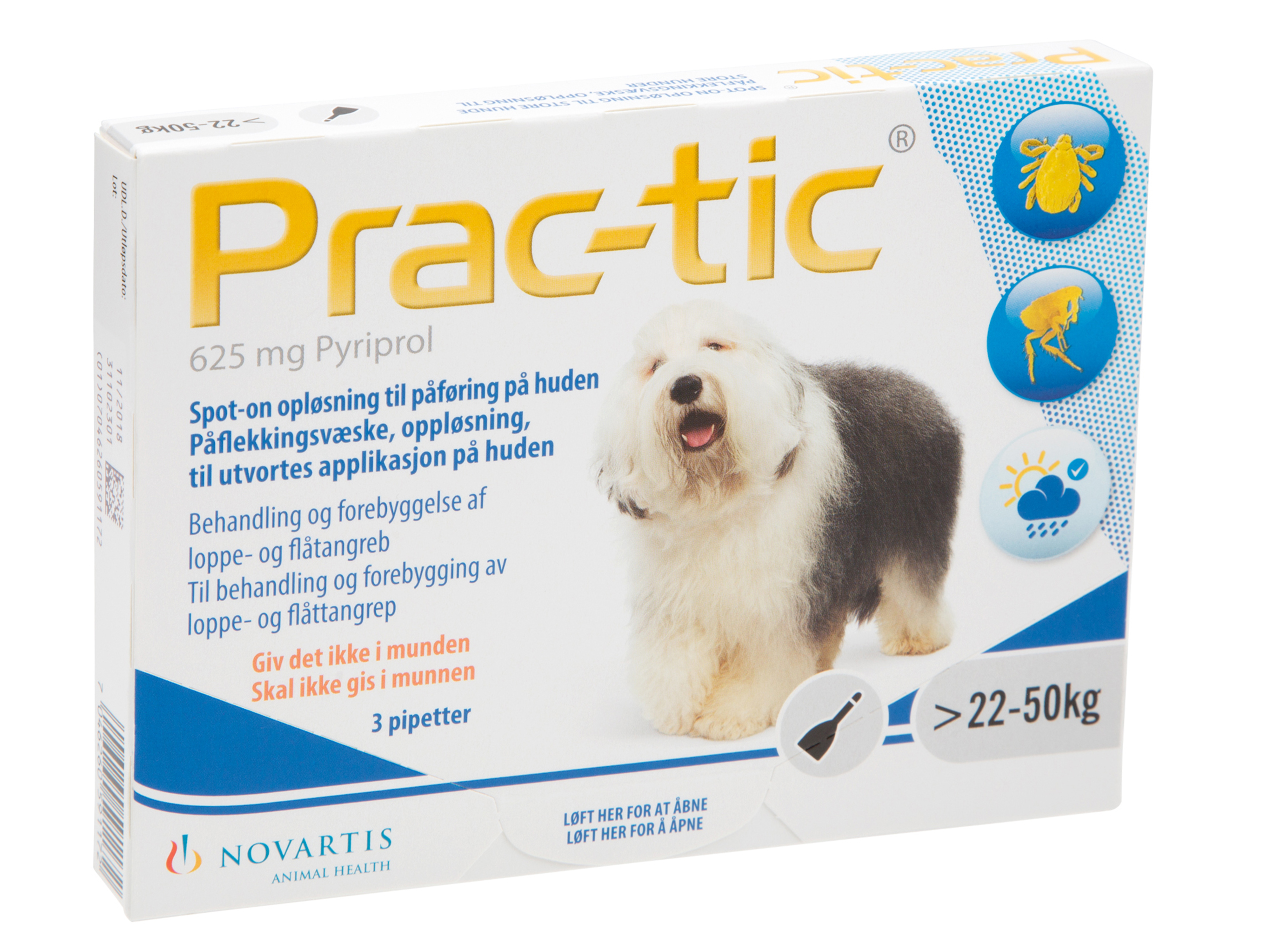 Prac-tic Flåttmiddel 625 mg, Hund 22–50 kg, 3x5 ml