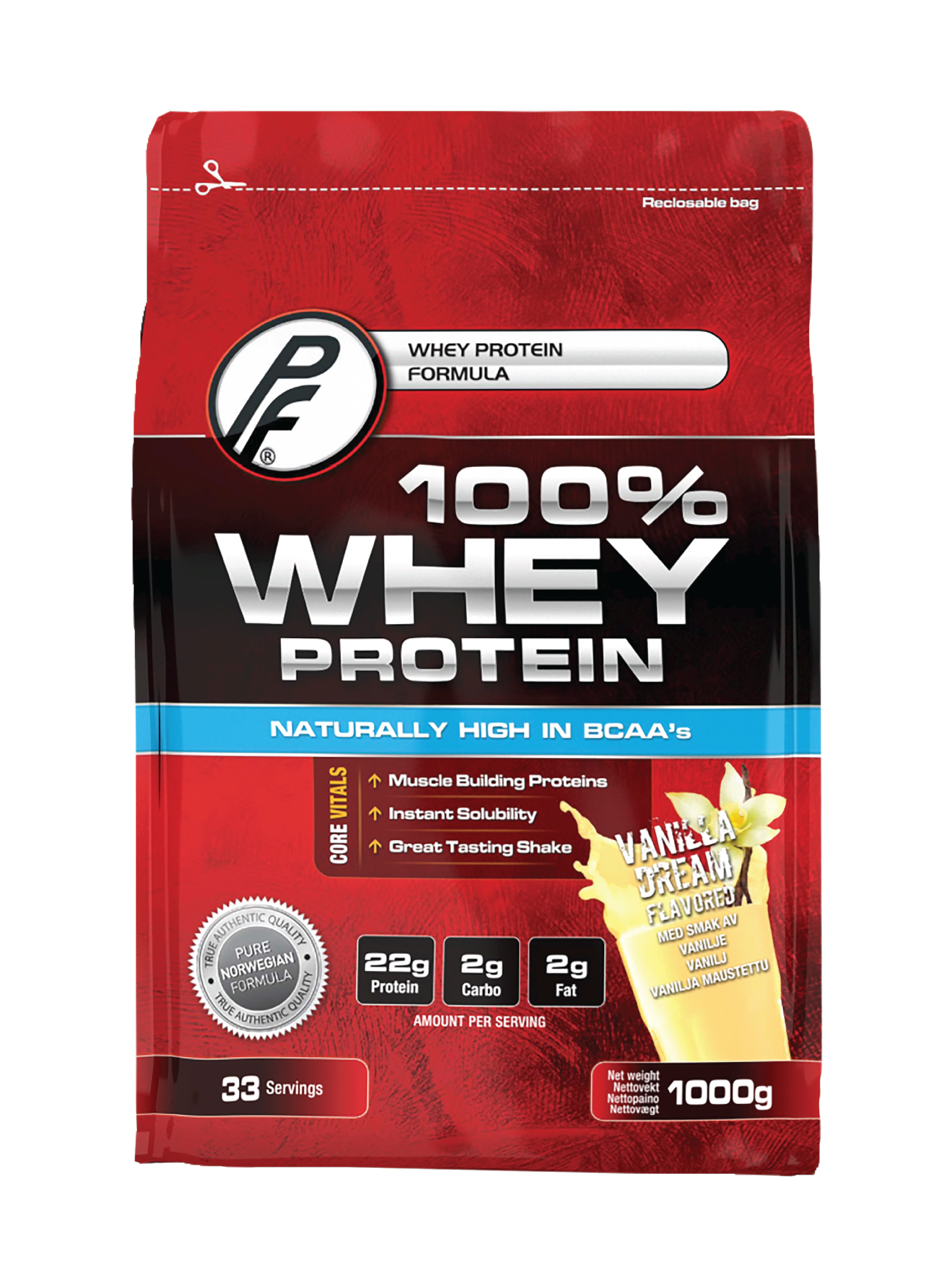 Proteinfabrikken 100 % Whey Protein, Vanilje, 1 kg