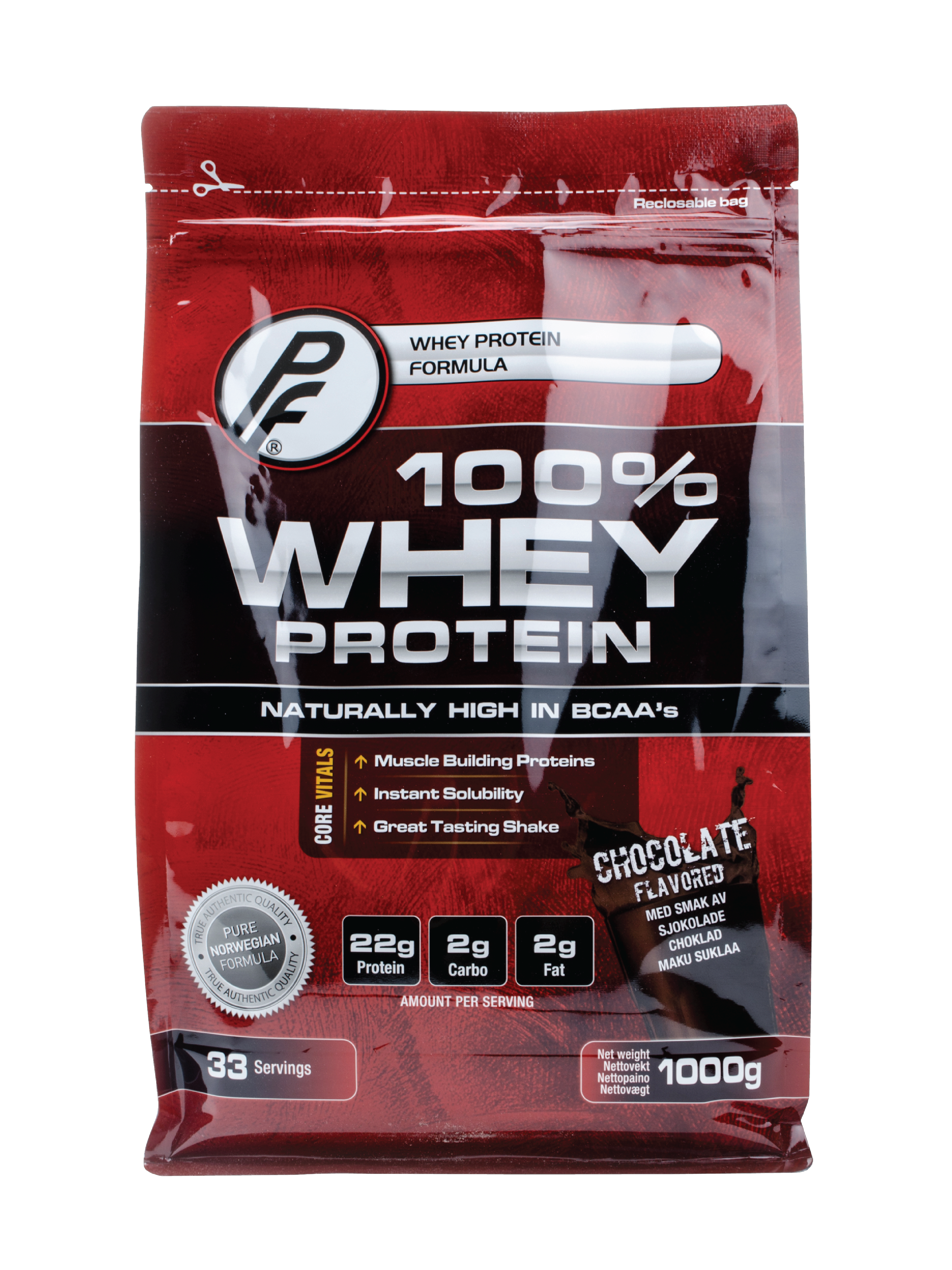 Proteinfabrikken 100 % Whey Proteinpulver, Sjokolade, 1 kg