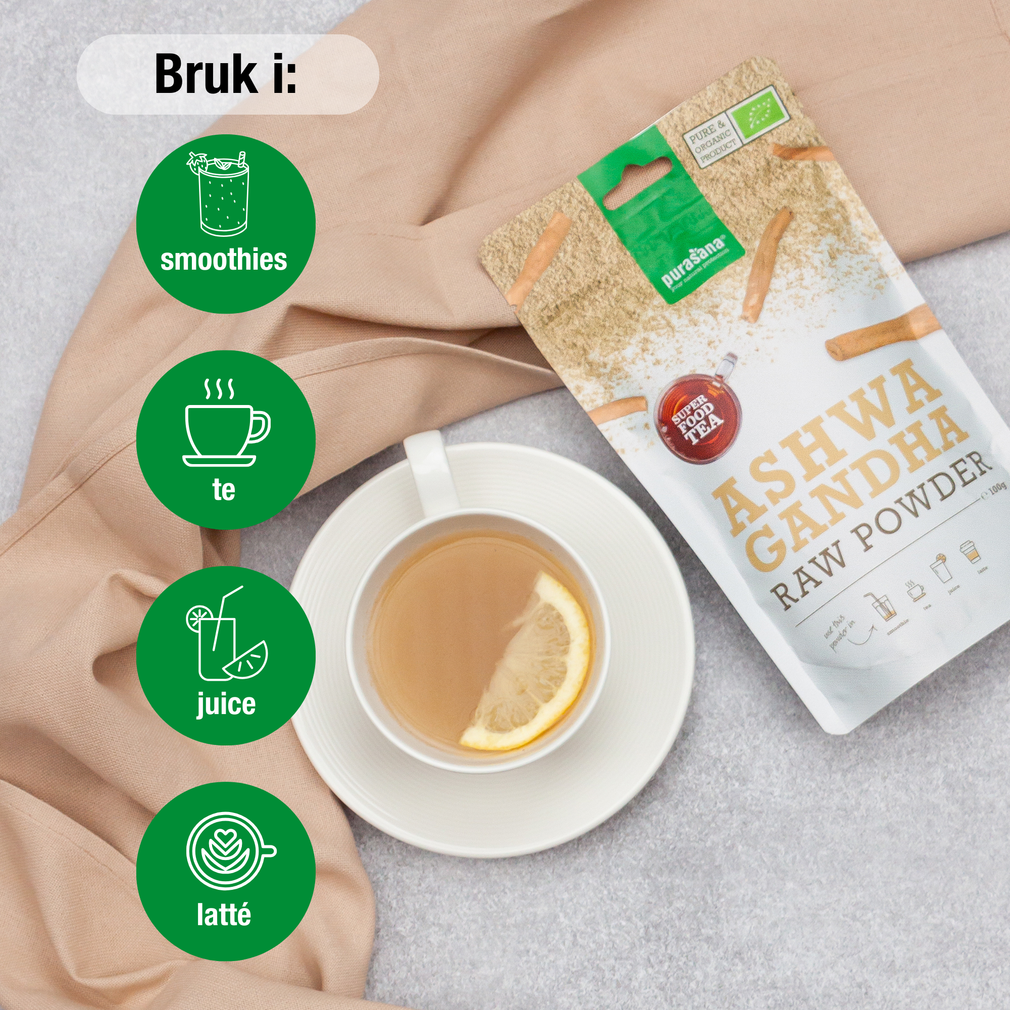 Purasana Ashwagandha Raw Powder, 100 g