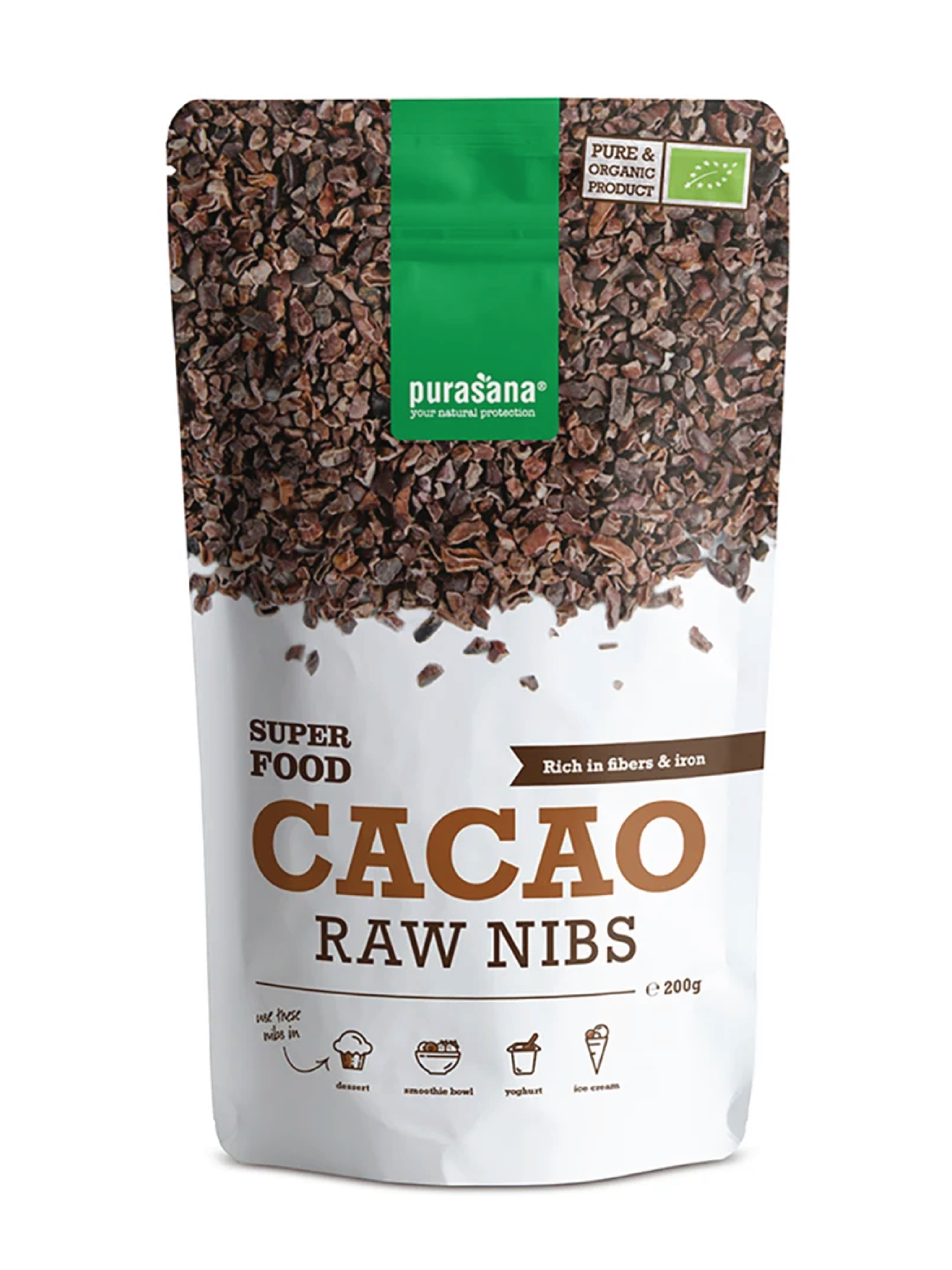 Purasana Cacao Nibs, 200 g