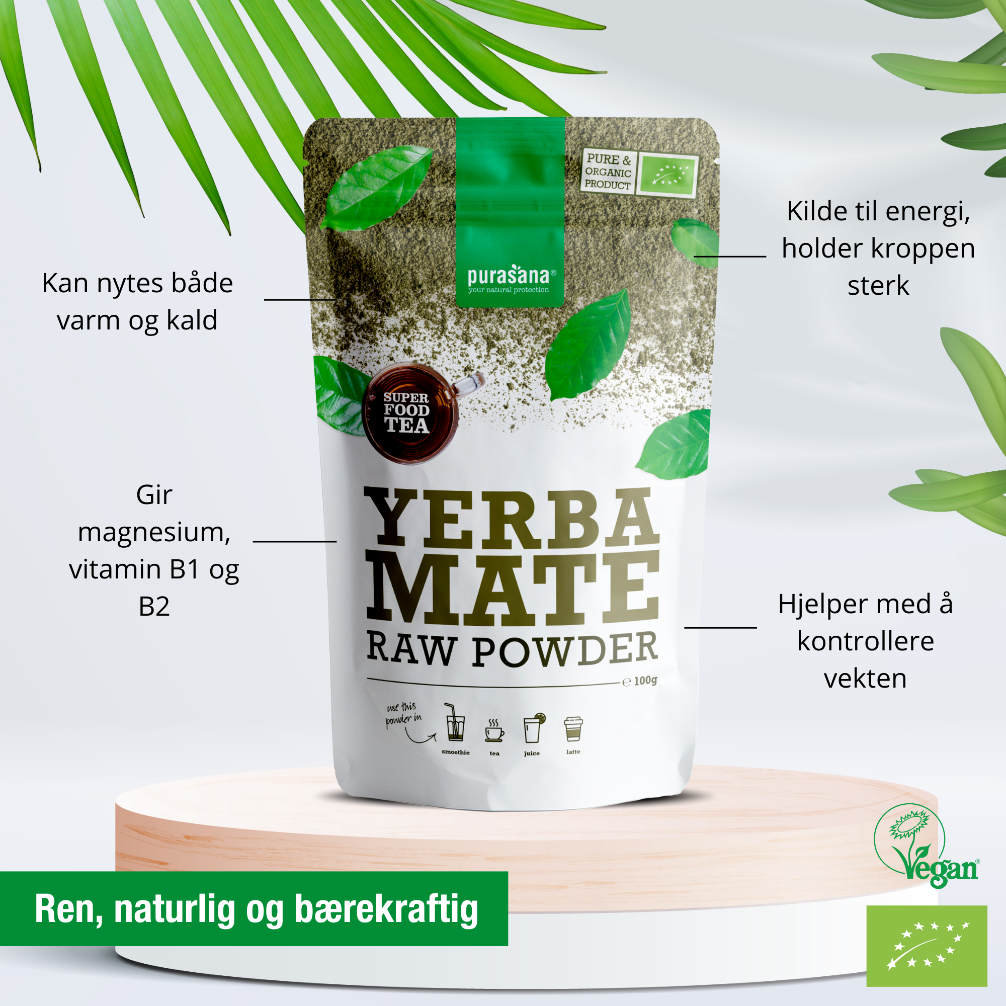 Purasana Yerba Mate Raw Powder, 100 g