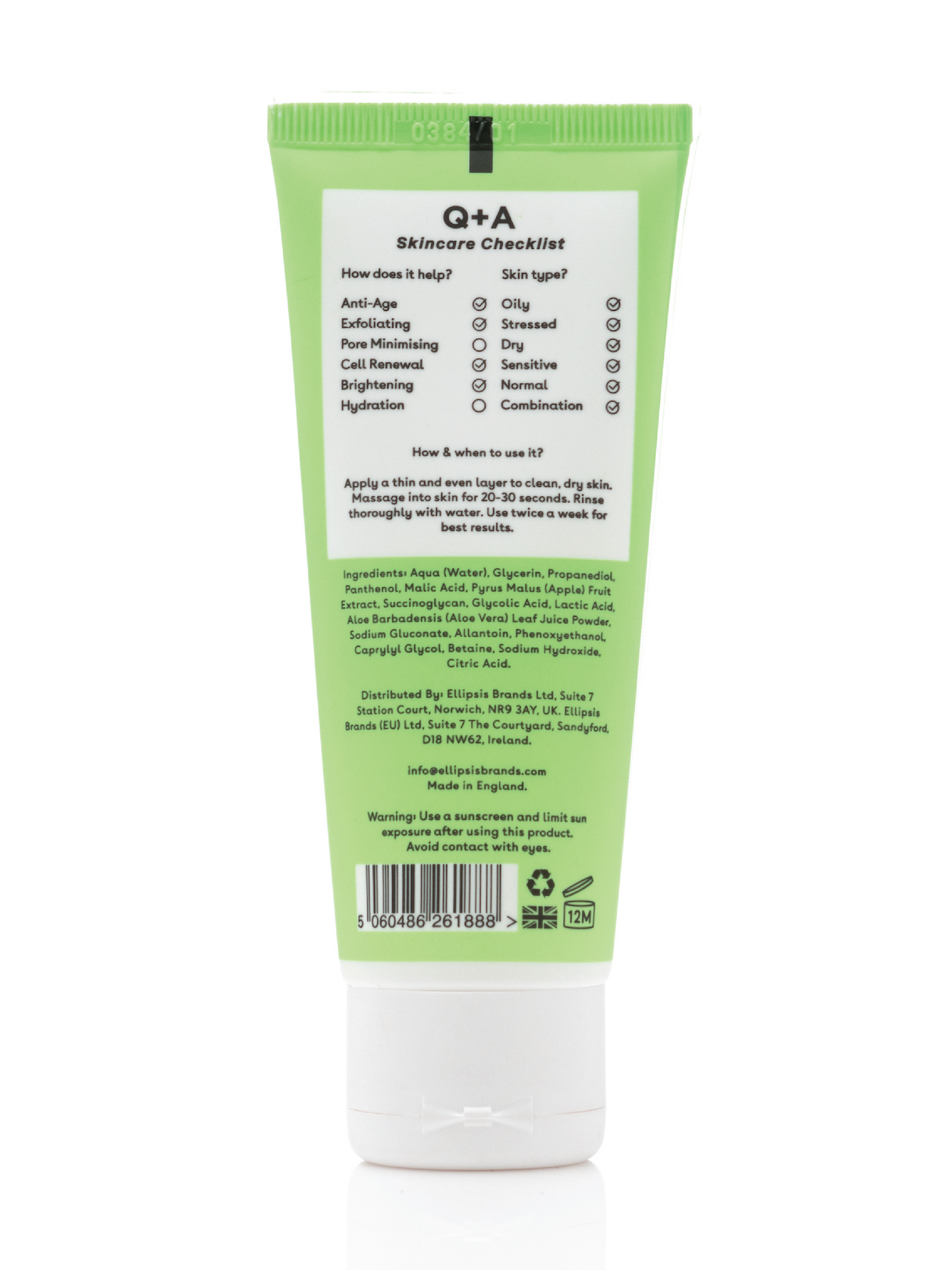 Q+A Apple AHA Exfoliating Gel, 75 ml