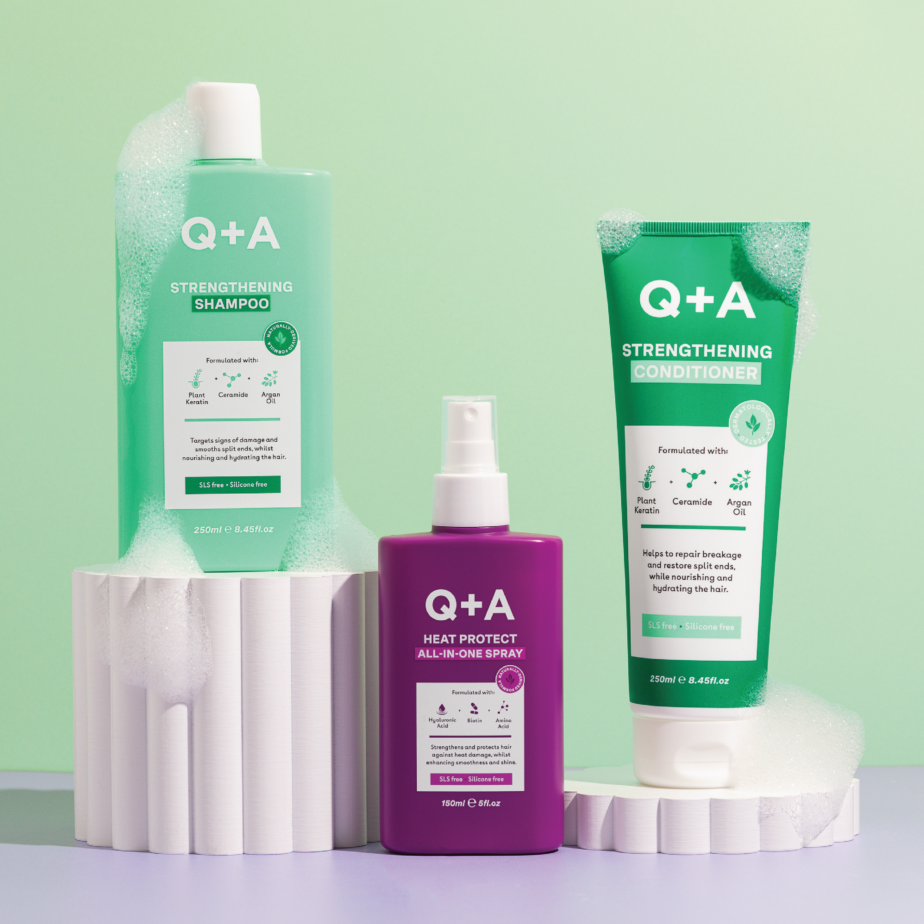 Q+A Heat Protect Hair Mist, 150 ml