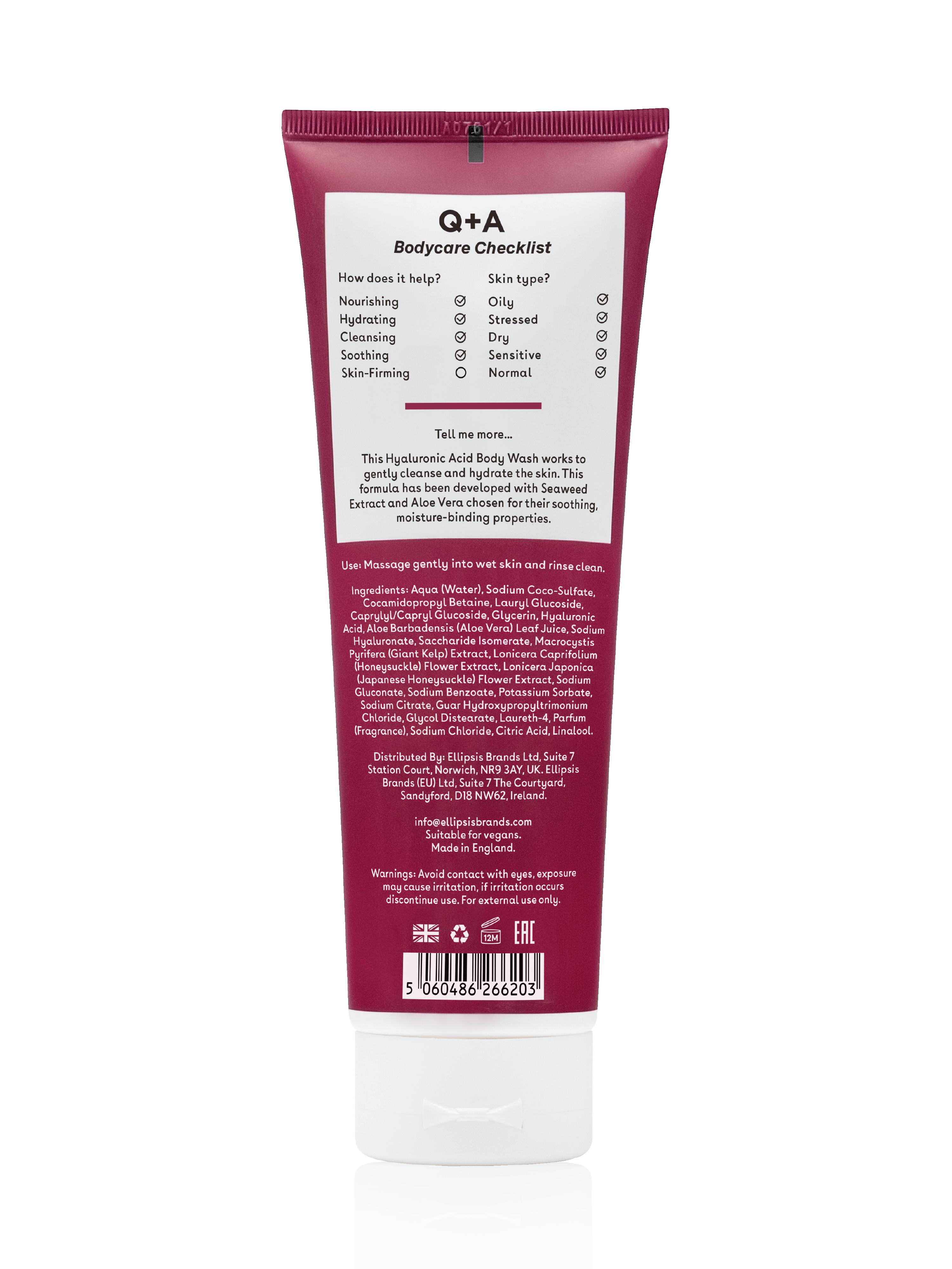 Q+A Hyaluronic Acid Body Wash, 250 ml