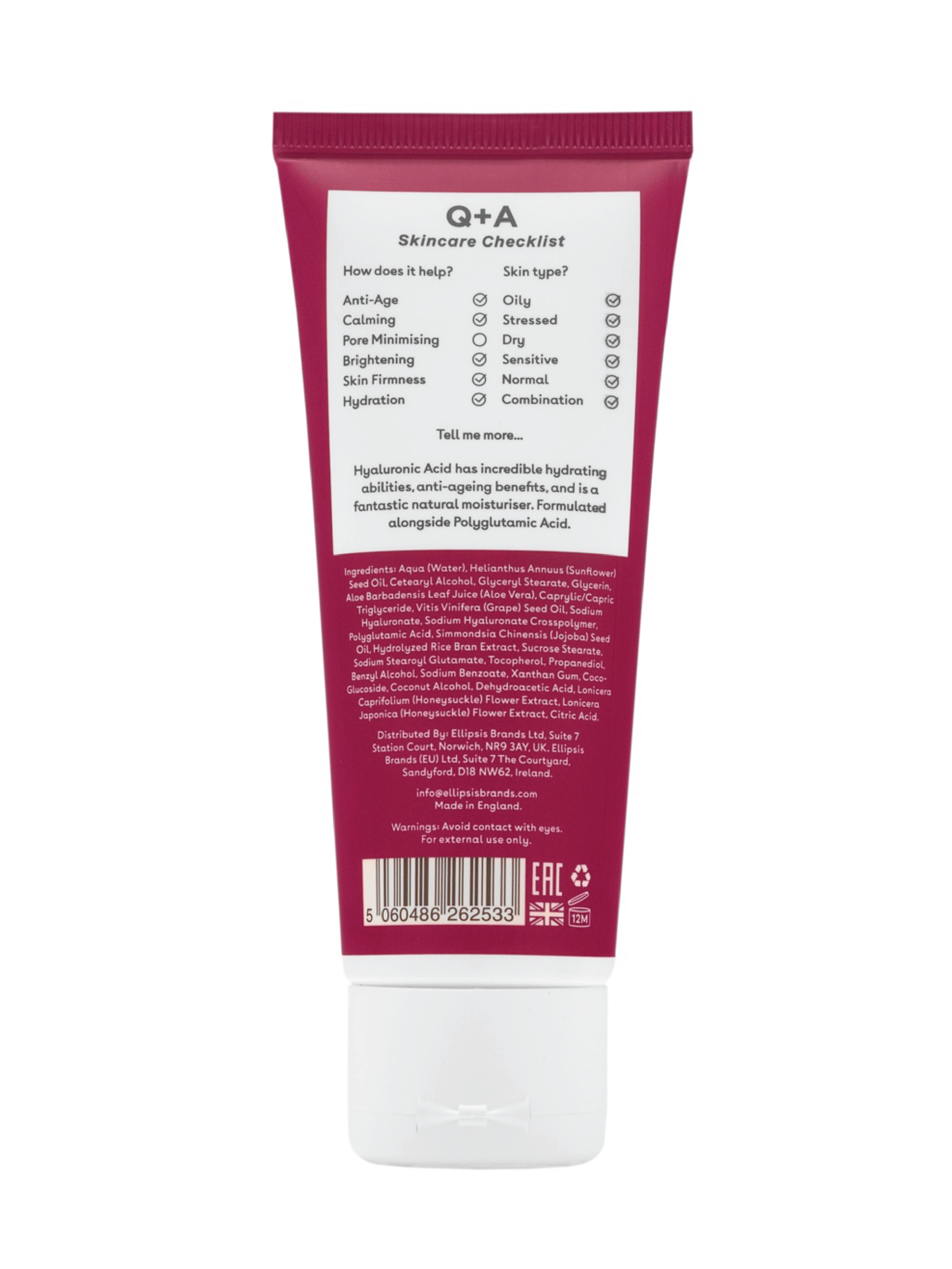 Q+A Hyaluronic Acid Daily Moisturiser, 75 ml