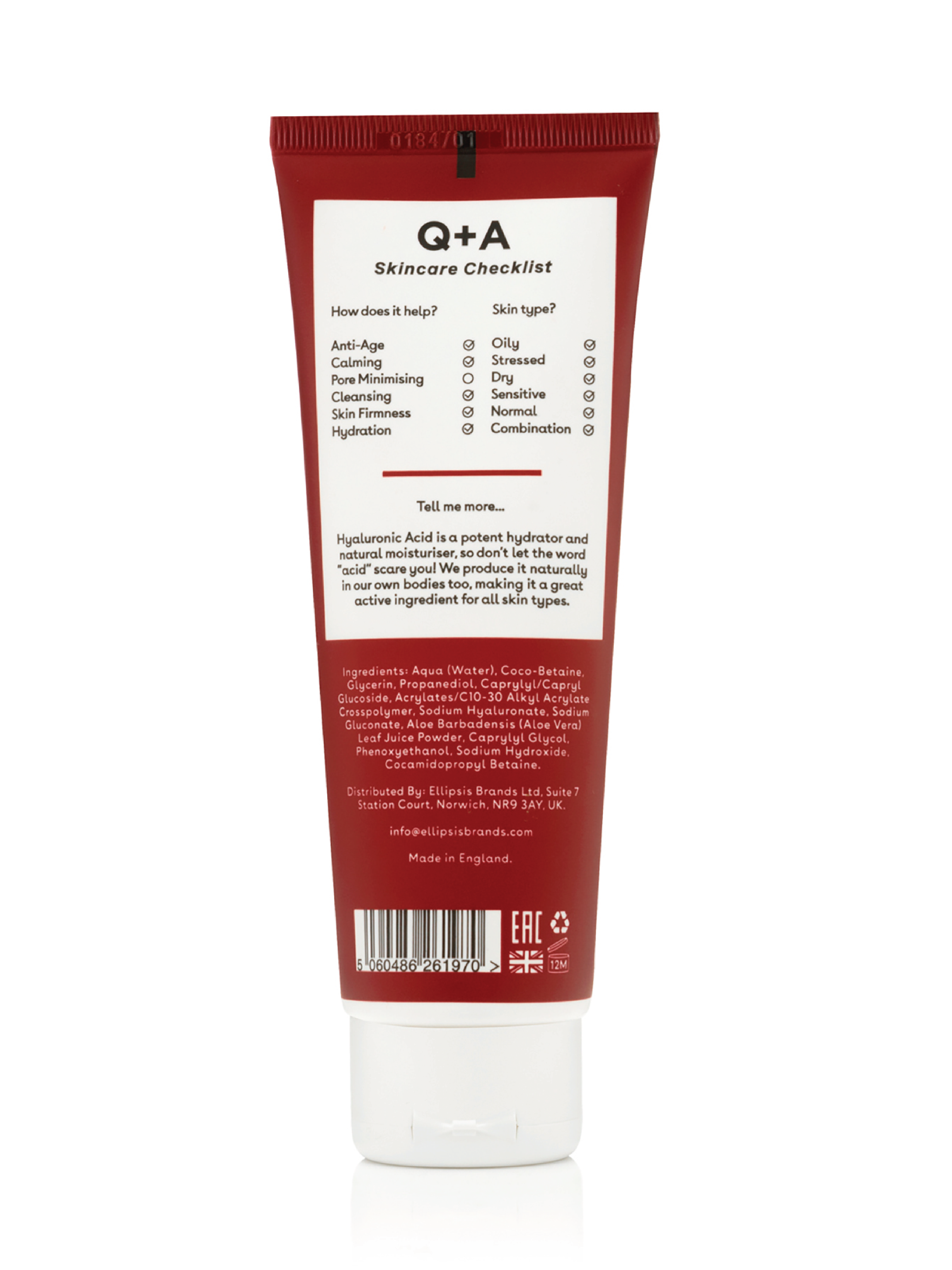 Q+A Hyaluronic Acid Hydrating Cleanser, 125 ml