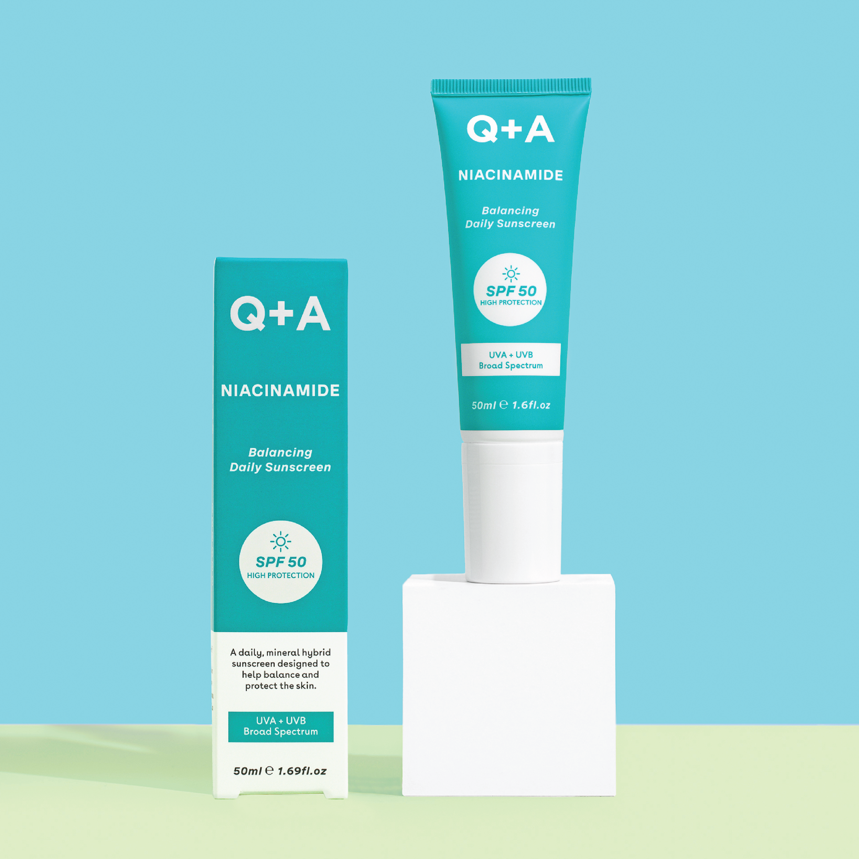 Q+A Niacinamide Balancing Daily Sunscreen SPF 50, 50 ml