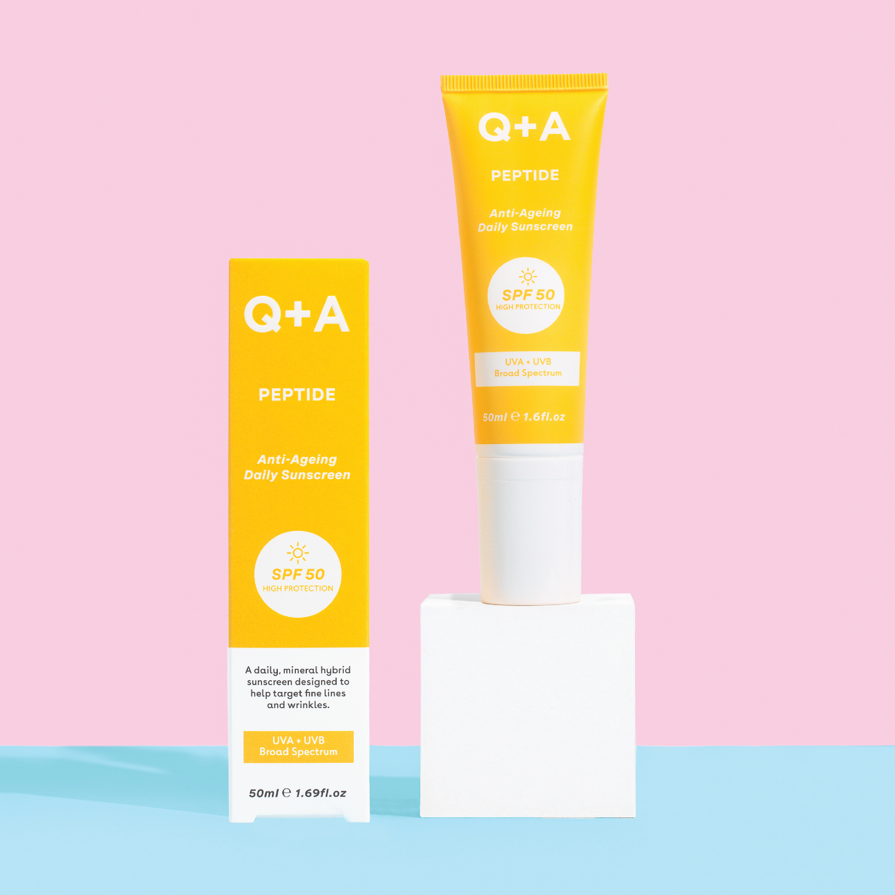 Q+A Peptide Renewing Daily Sunscreen SPF 50, 50 ml