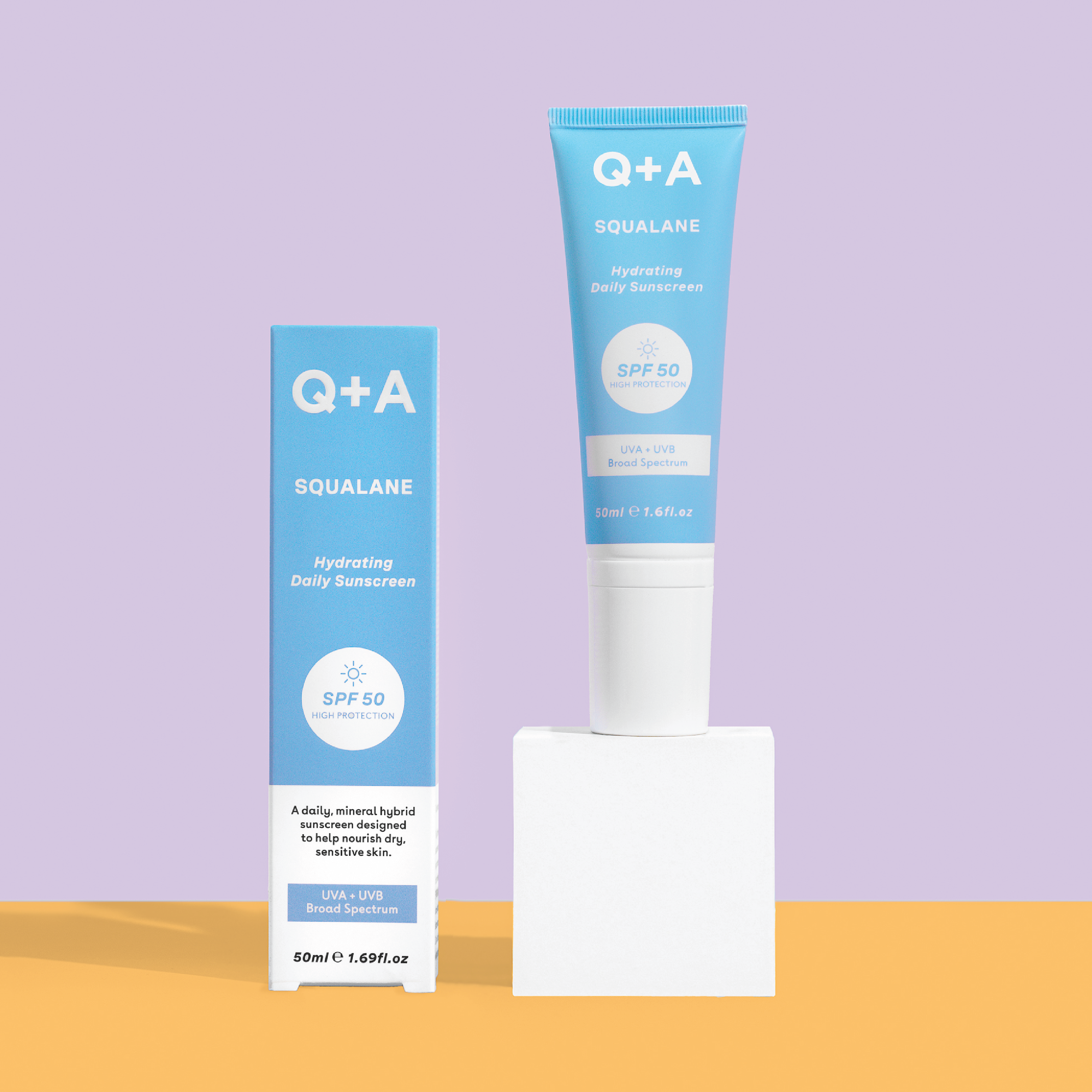 Q+A Squalane Hydrating Daily Sunscreen SPF 50, 50 ml