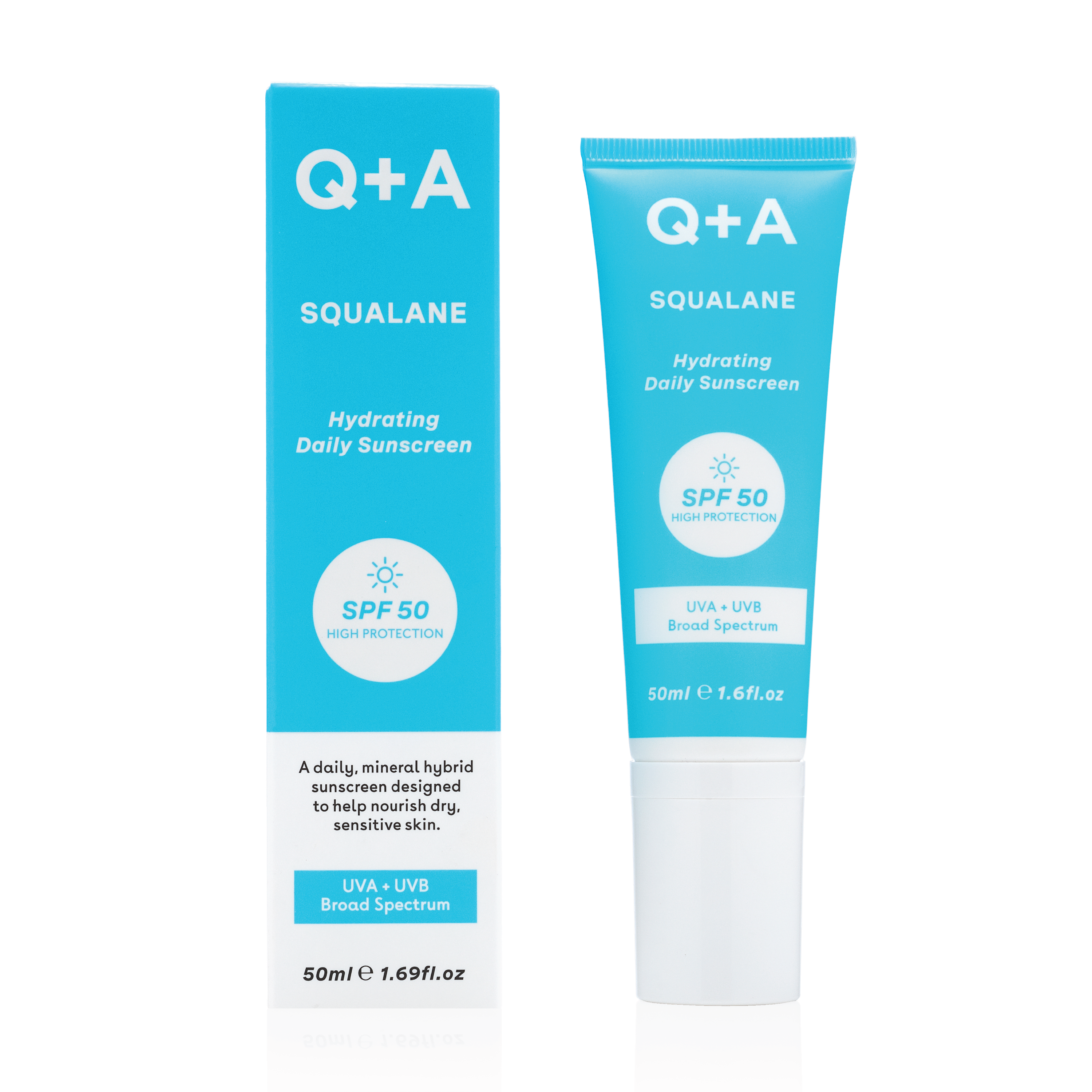 Q+A Squalane Hydrating Face Sunscreen SPF 50, 50 ml