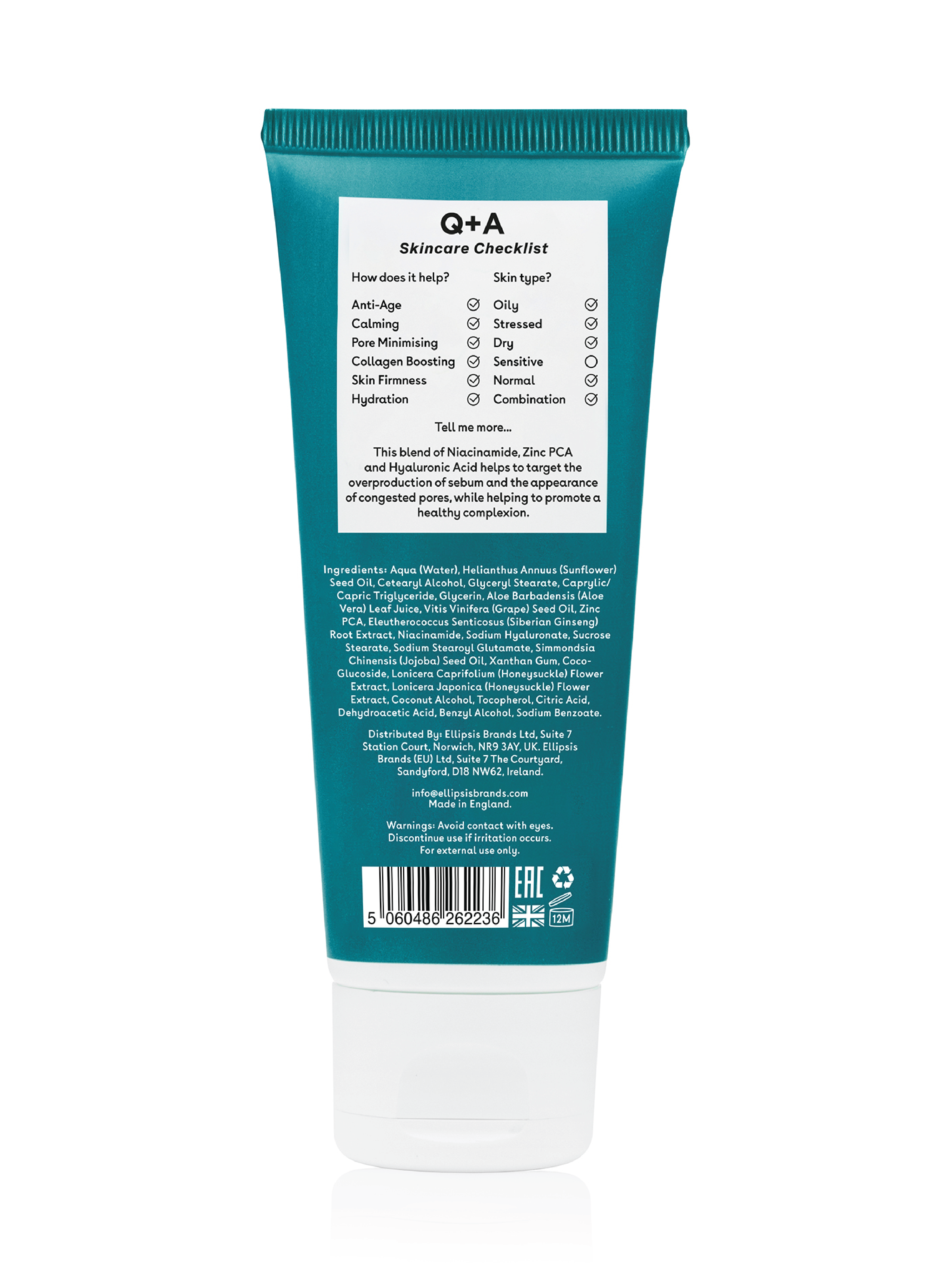 Q+A Zinc PCA Daily Moisturiser, 75 ml