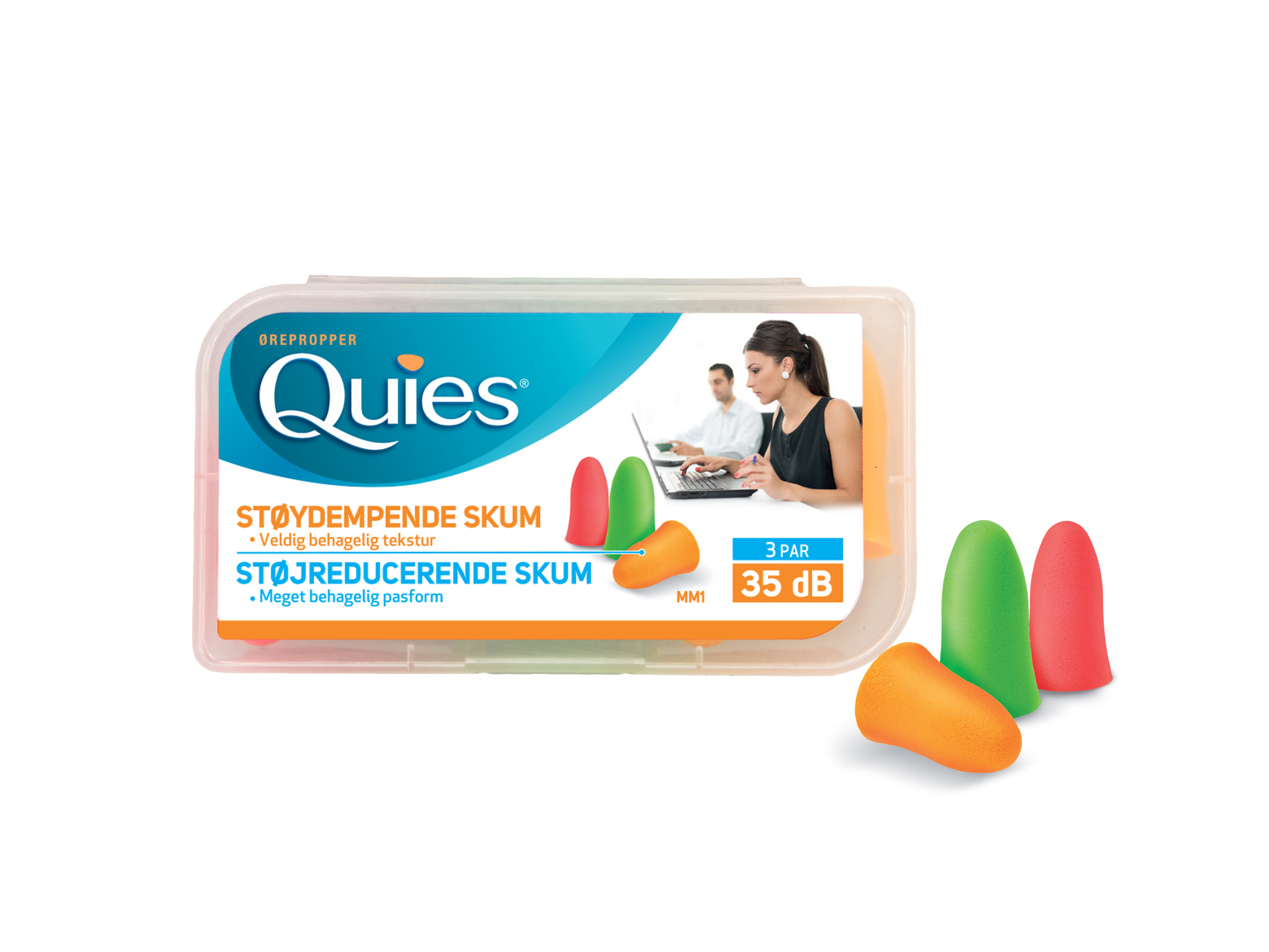 Quies Ørepropper Mykt Skum, 3 par