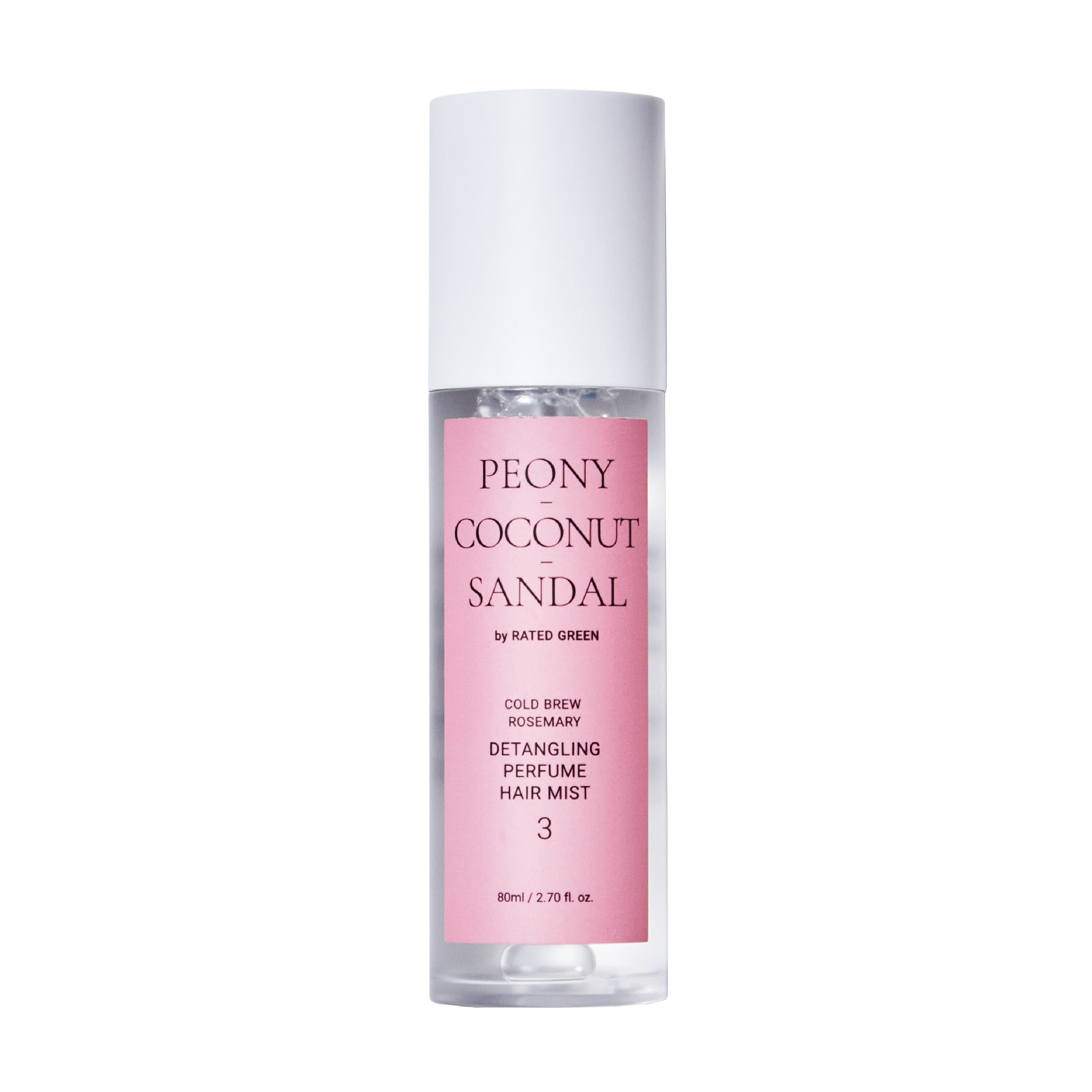 Rated Green Detangling Perfume Hair Mist 3, Peony/Coconut/Sandal, 80 ml
