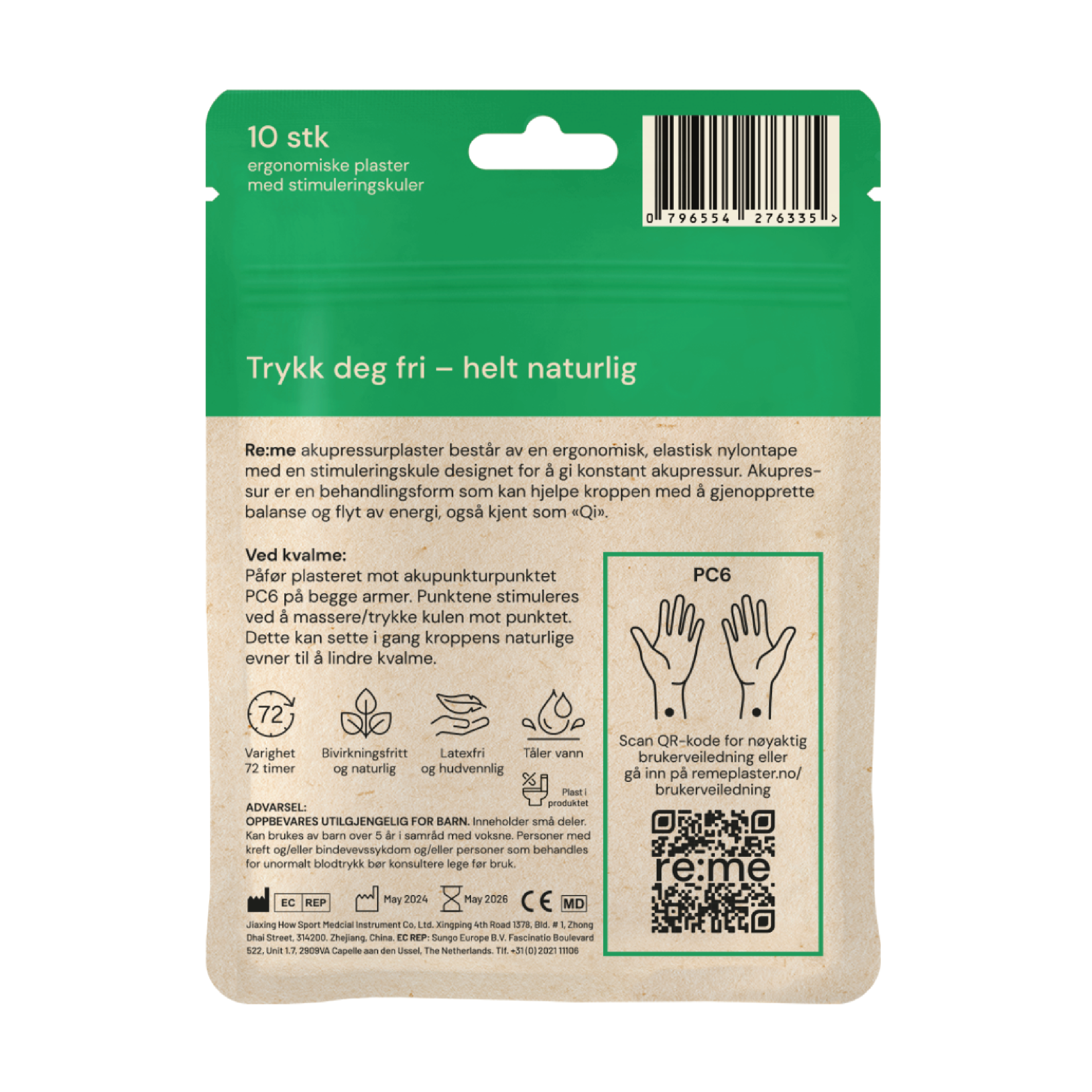 Re:me Kvalm Akupressurplaster, 10 stk.